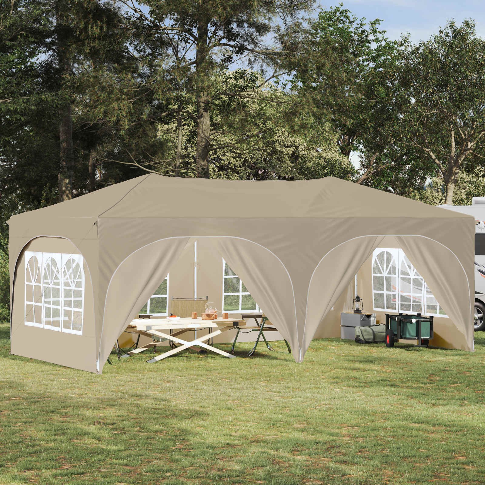 Walplus 575 x 288 x 245 cm Oxford Fabric Outdoor Pop Up Party Tent - Cream
