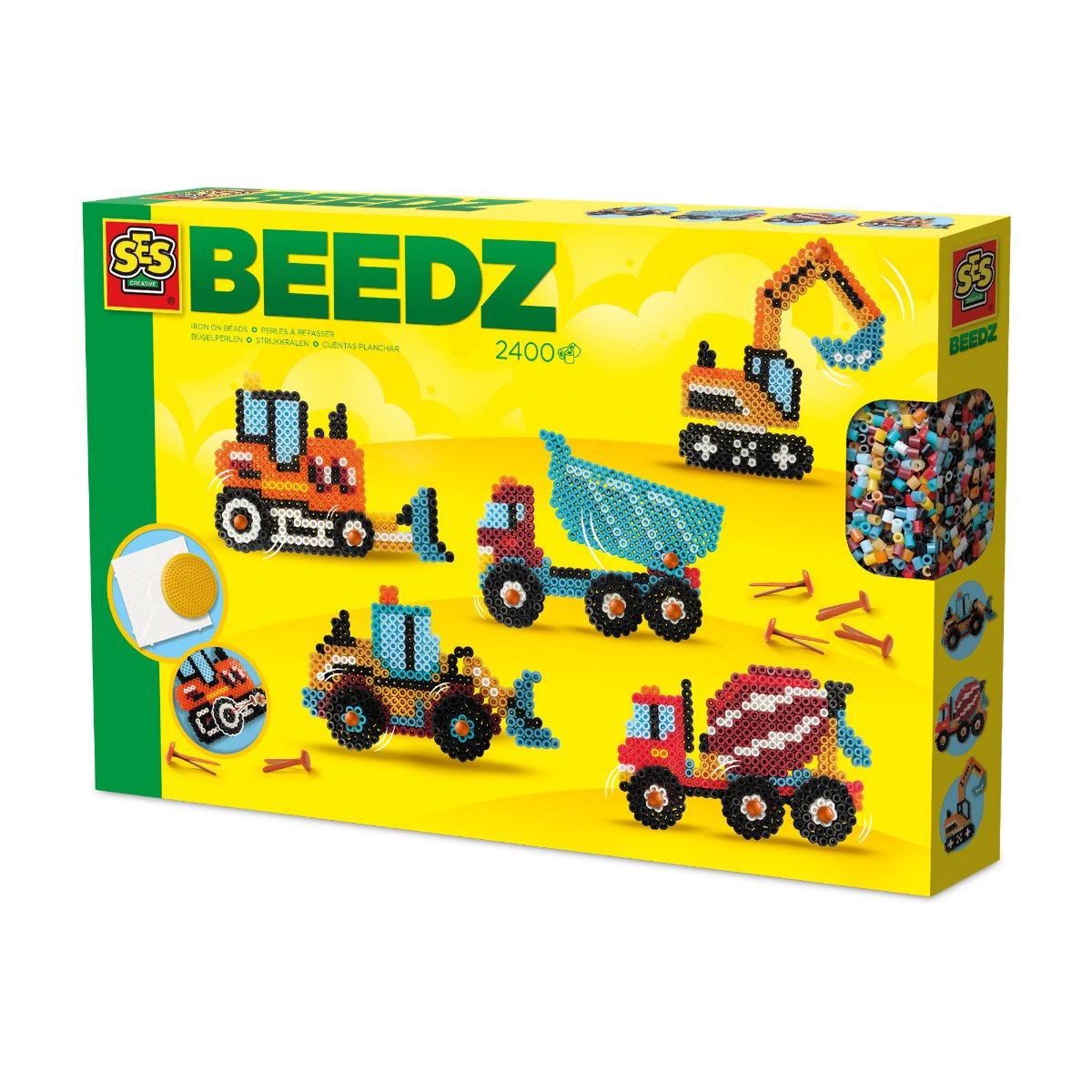 SES Creative Iron On Beads Art Craft Activity Set - Age 5+ Constructions Trucks