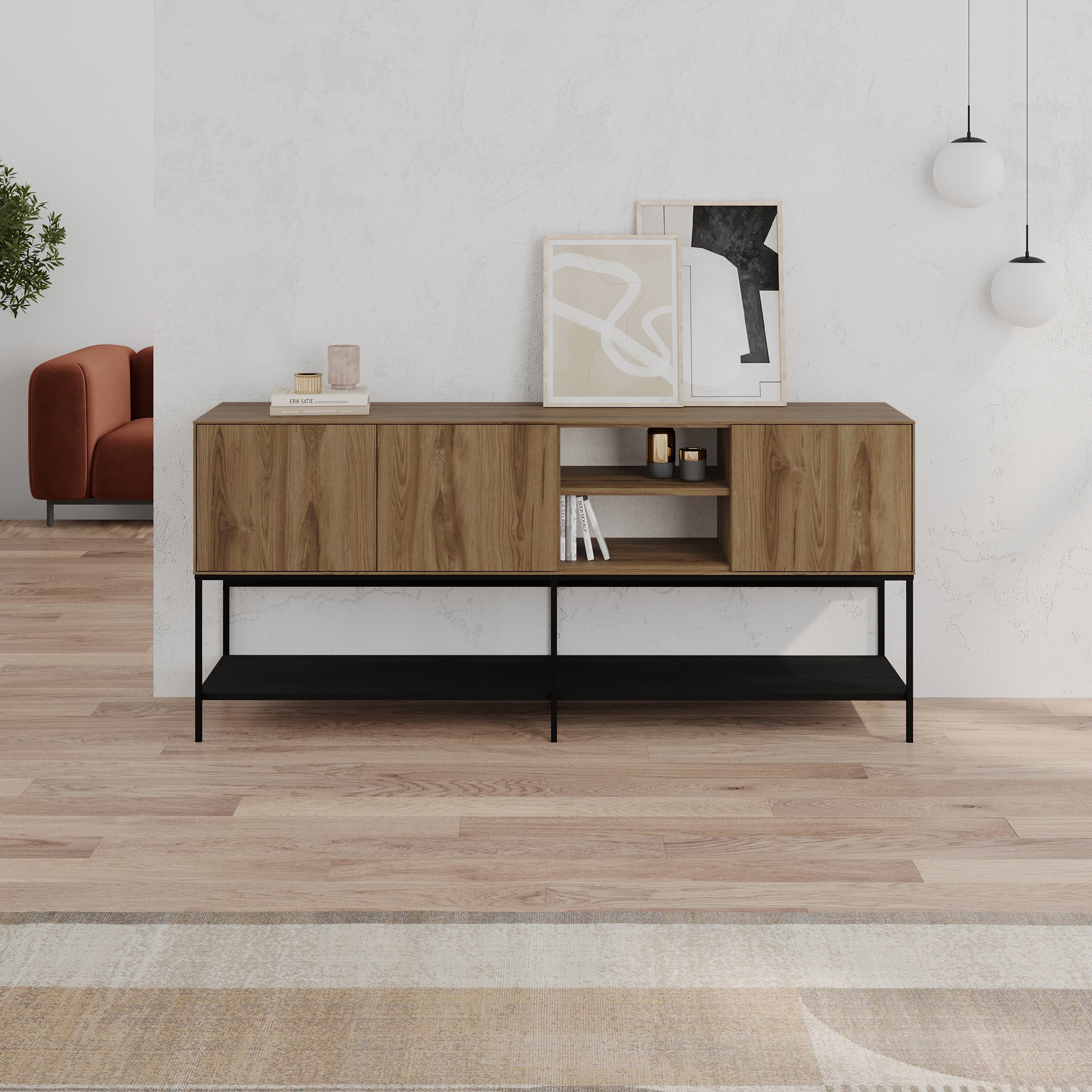 Decortie Amira 3 Door Sideboard - Dark Oak