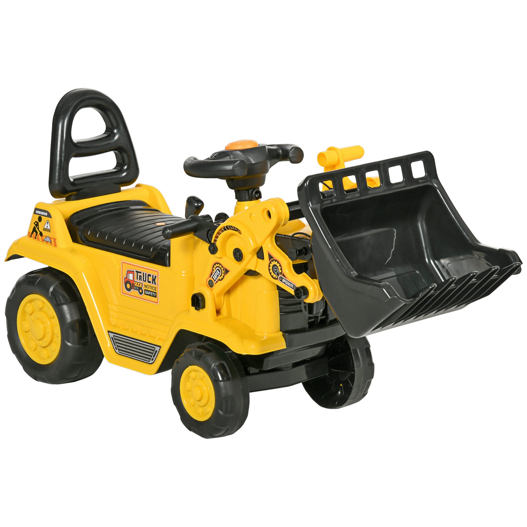 HOMCOM 18-48 Months 3 in 1 Storage Ride On Bulldozer Toy – Yellow