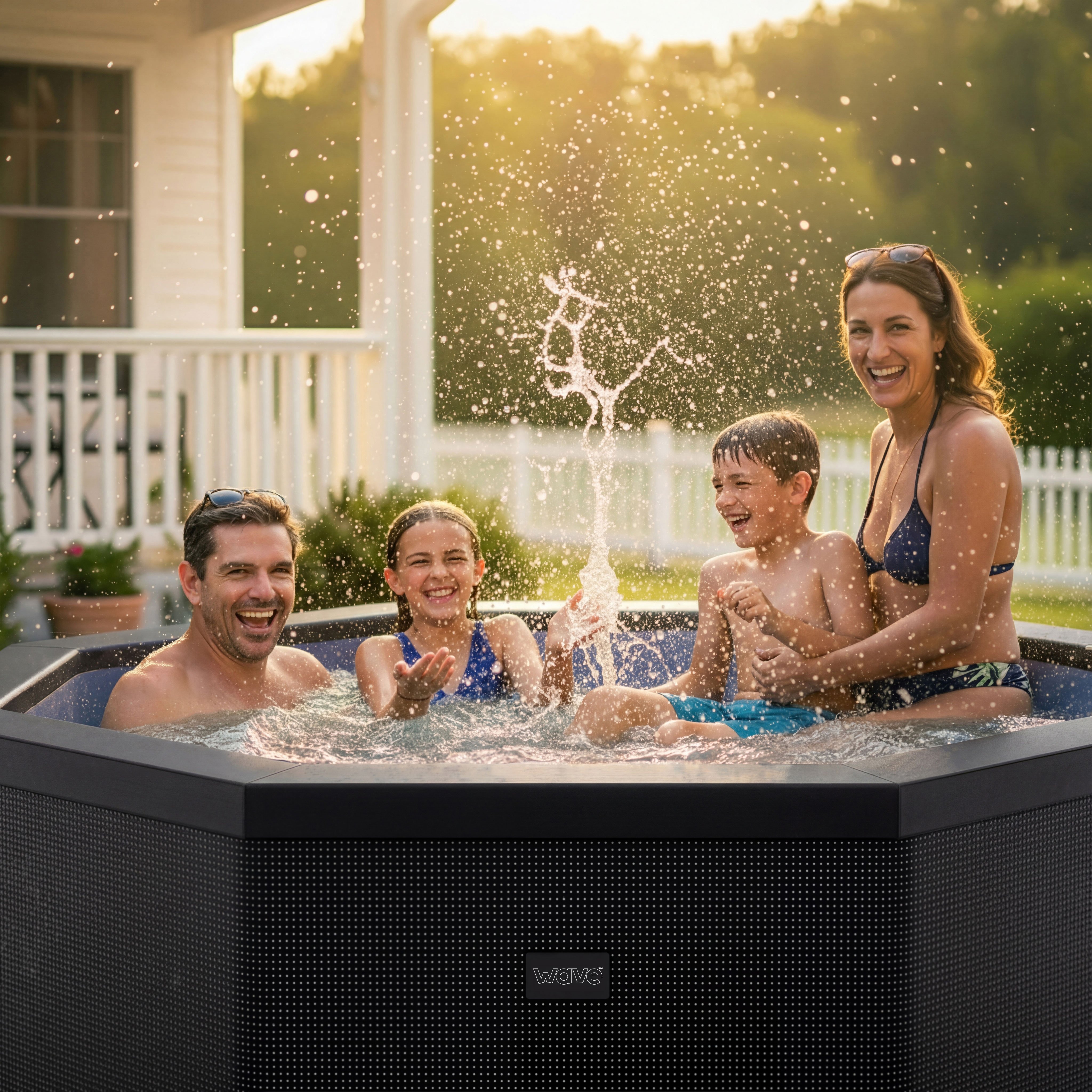 Wave Como 6-Person Eco Foam Hot Tub with Integrated Heater - Charcoal Black