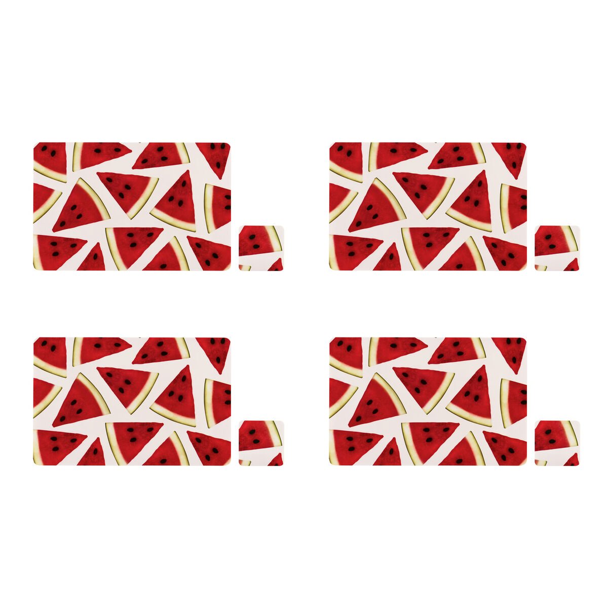 Orsina Set Of 4 Watermelon Placemats And Coasters - Assorted