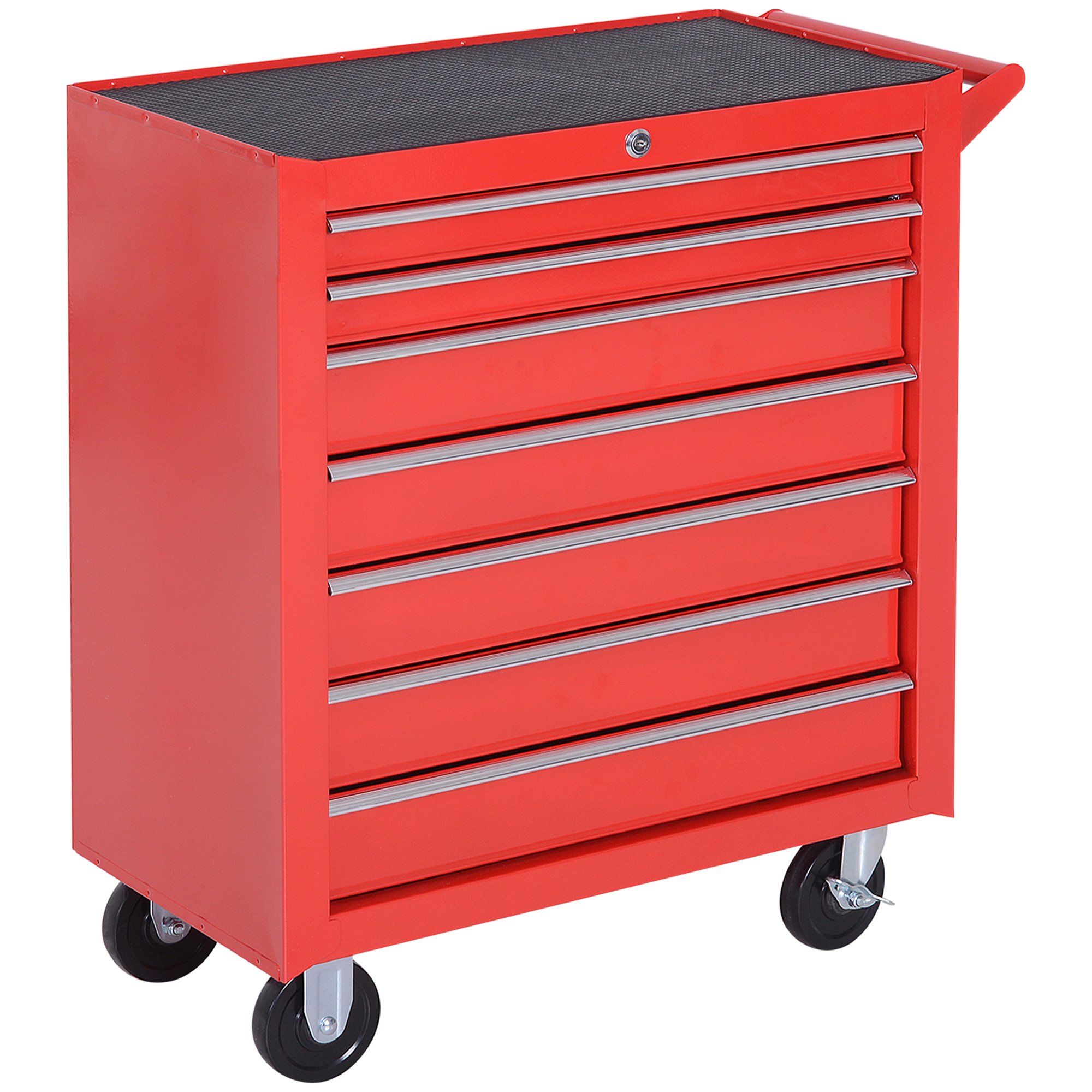 DURHAND 7 Drawer Side Handle Lockable Tool Cabinet - Red