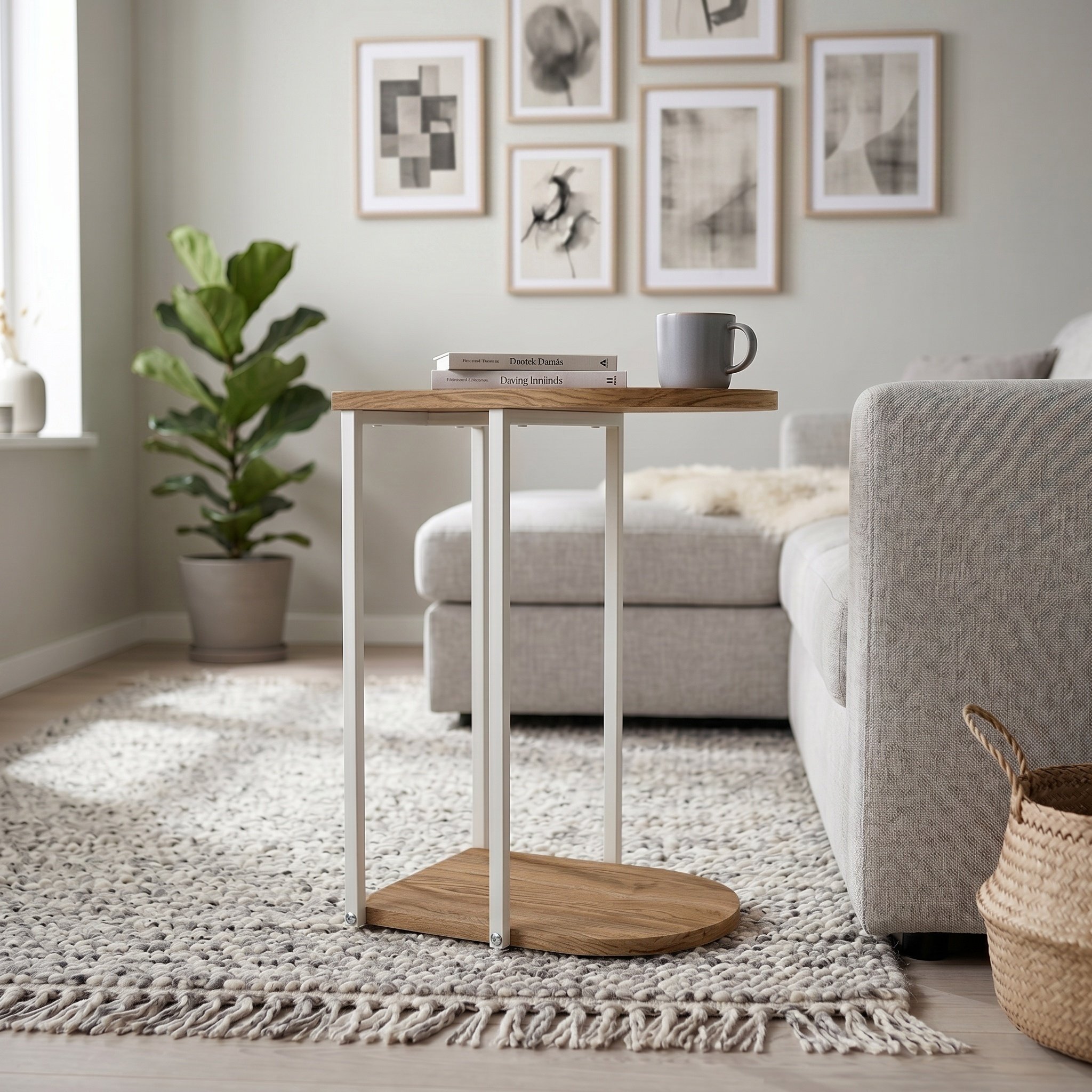 Decortie Roya Open Shelf Side Table - Oak Effect