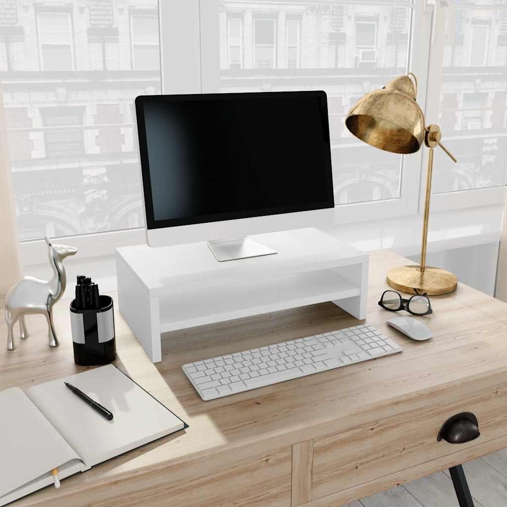 Walplus Engineered Wood Monitor Stand - White - 42 x 24 x 13 cm