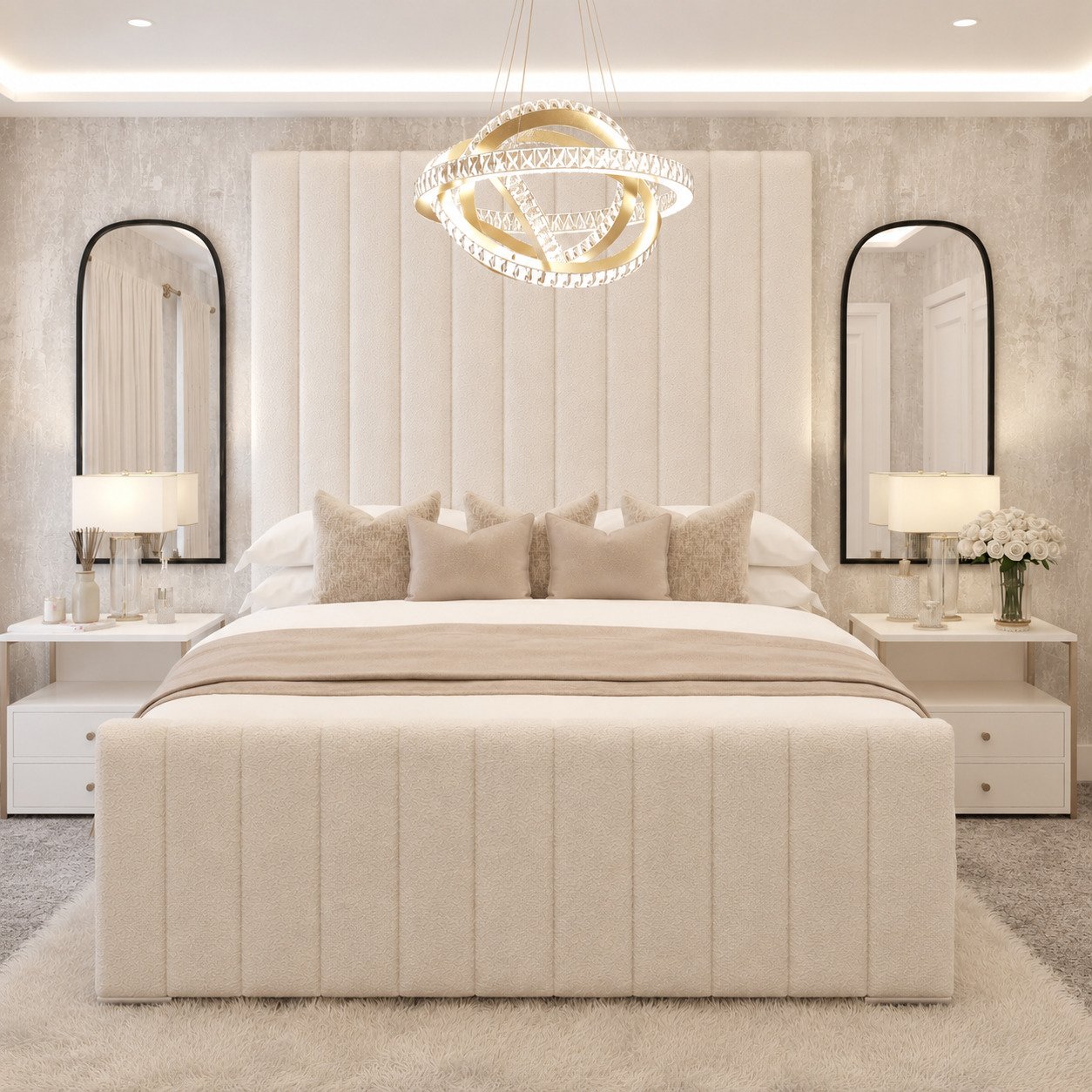 Bed Choices Kensington Single Boucle Bed Frame With 70" Headboard - Cream