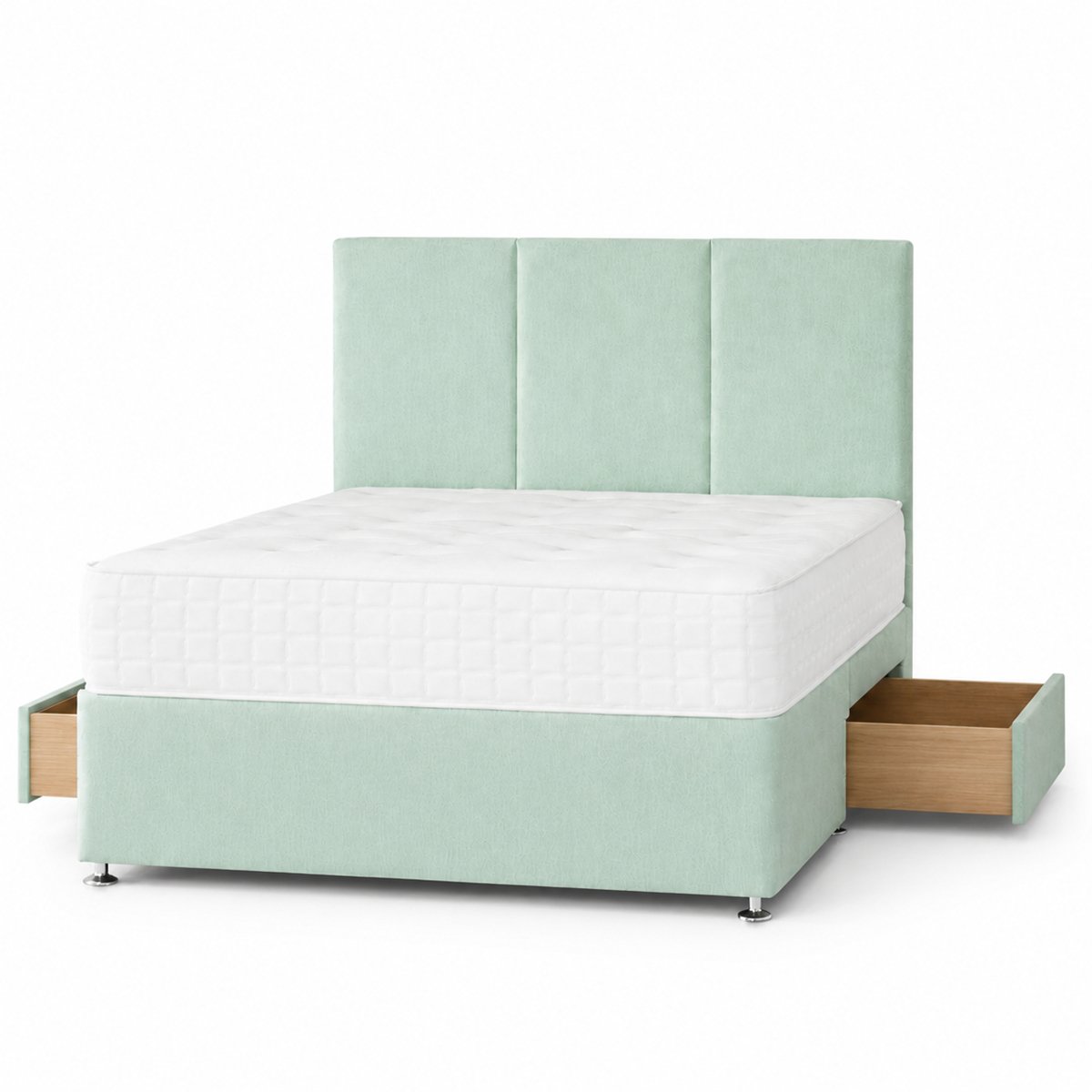 Comfy Deluxe 6ft Super King   2  Drawer  Plush Velvet Divan Bed Set -  Mint