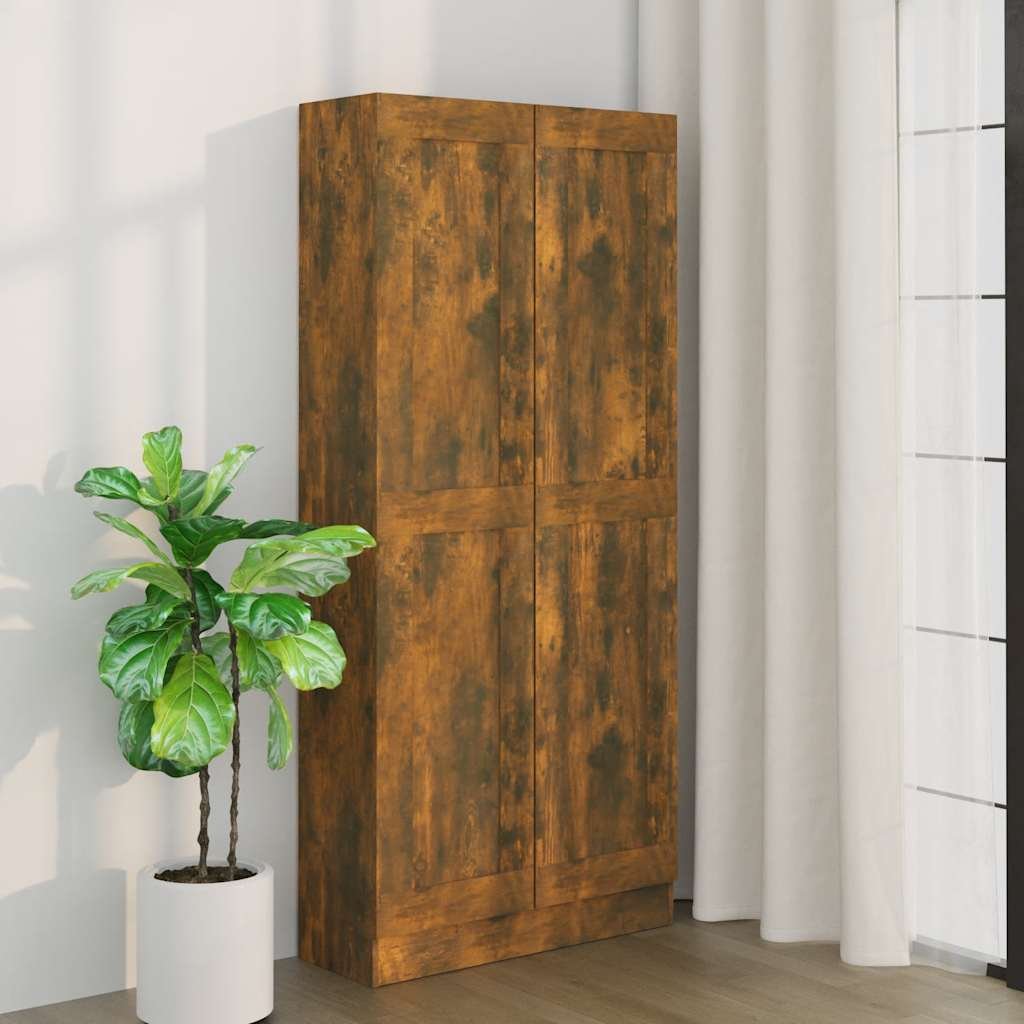 Walplus Engineered Wood Book Cabinet - Dark Oak - 82.5 x 30.5 x 185.5 cm