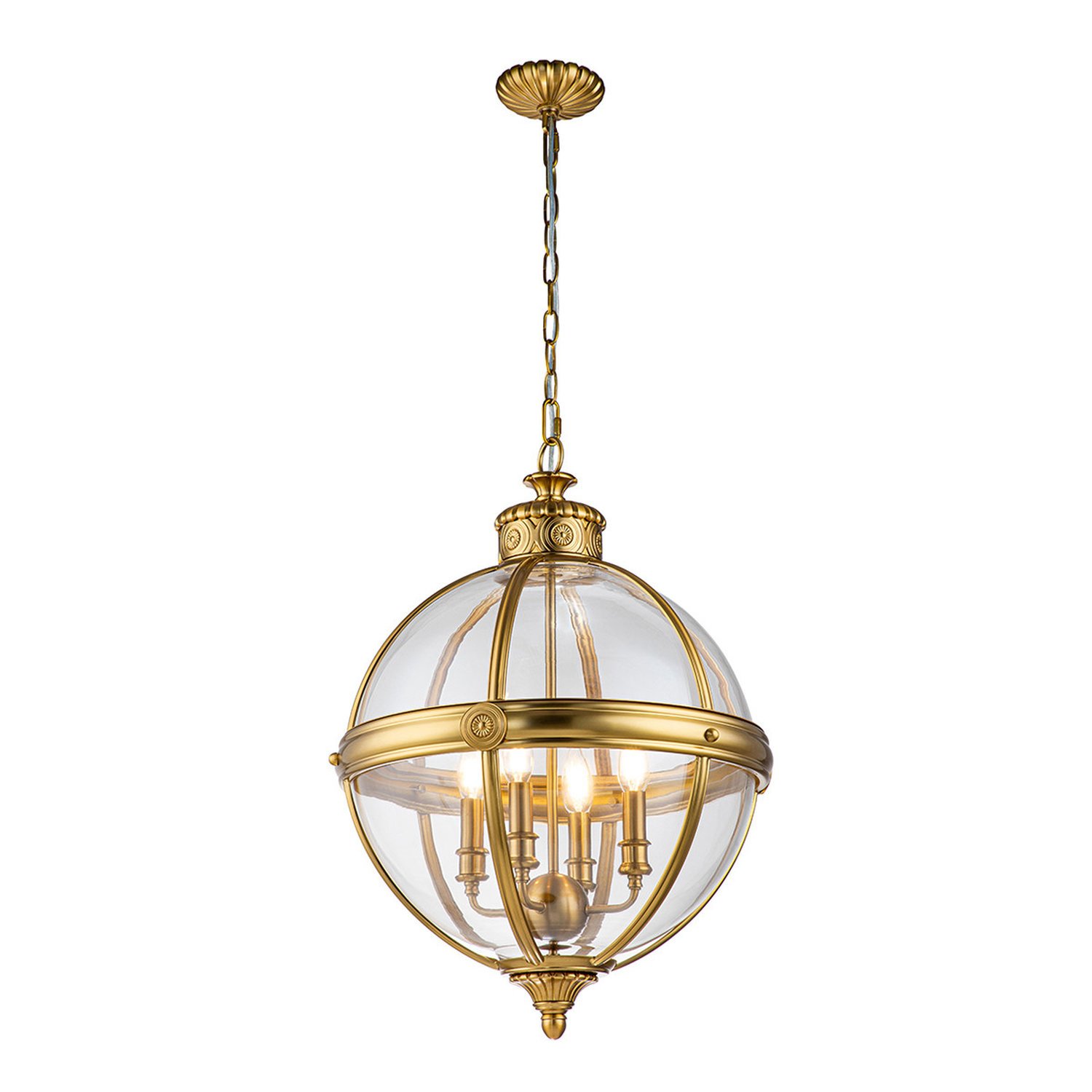 Elstead Feiss 4 Arm Pendant Light - Burnished Brass
