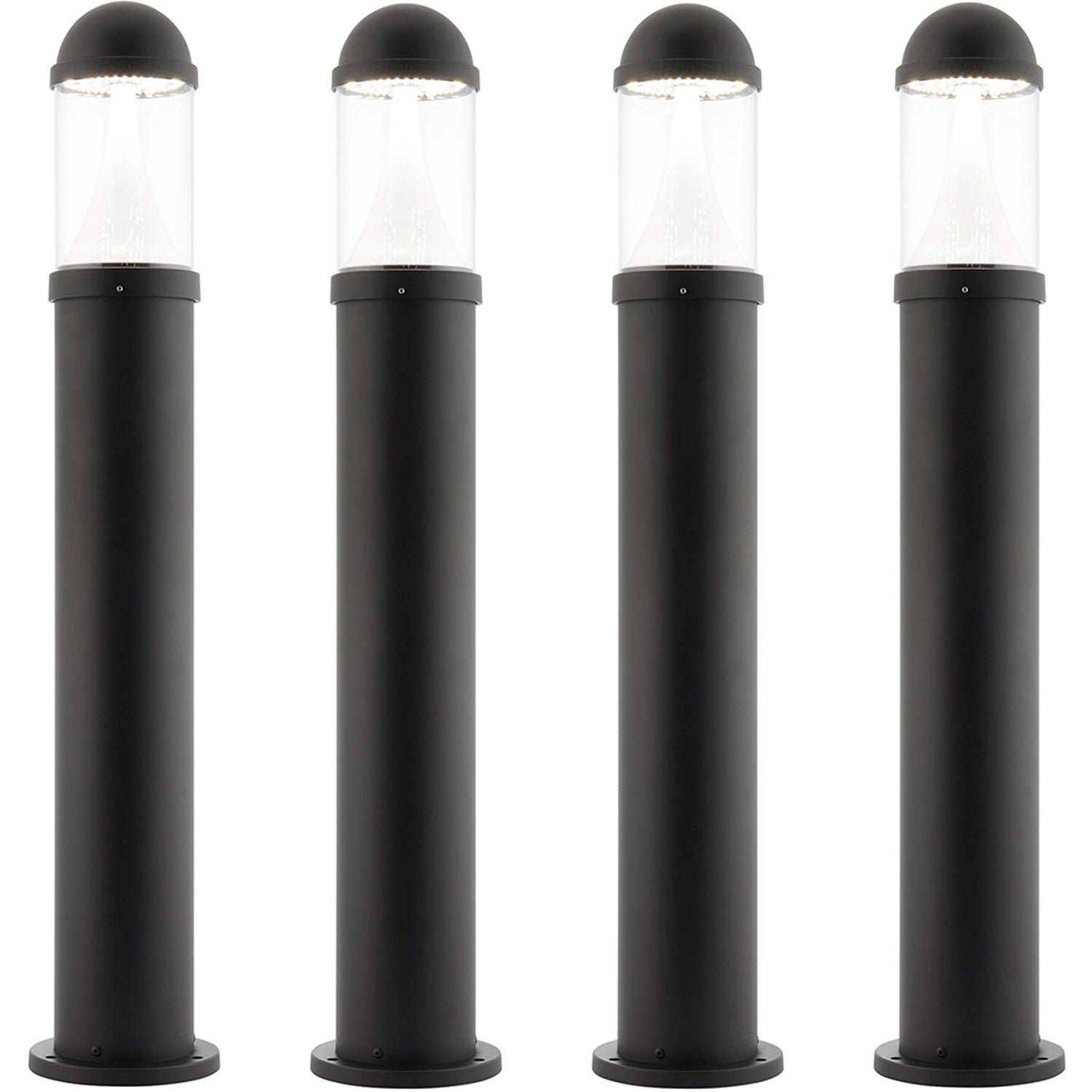 Loops Direct Pack of 4 18.1cm Die Cast Aluminium LED Bollard - Textured Black