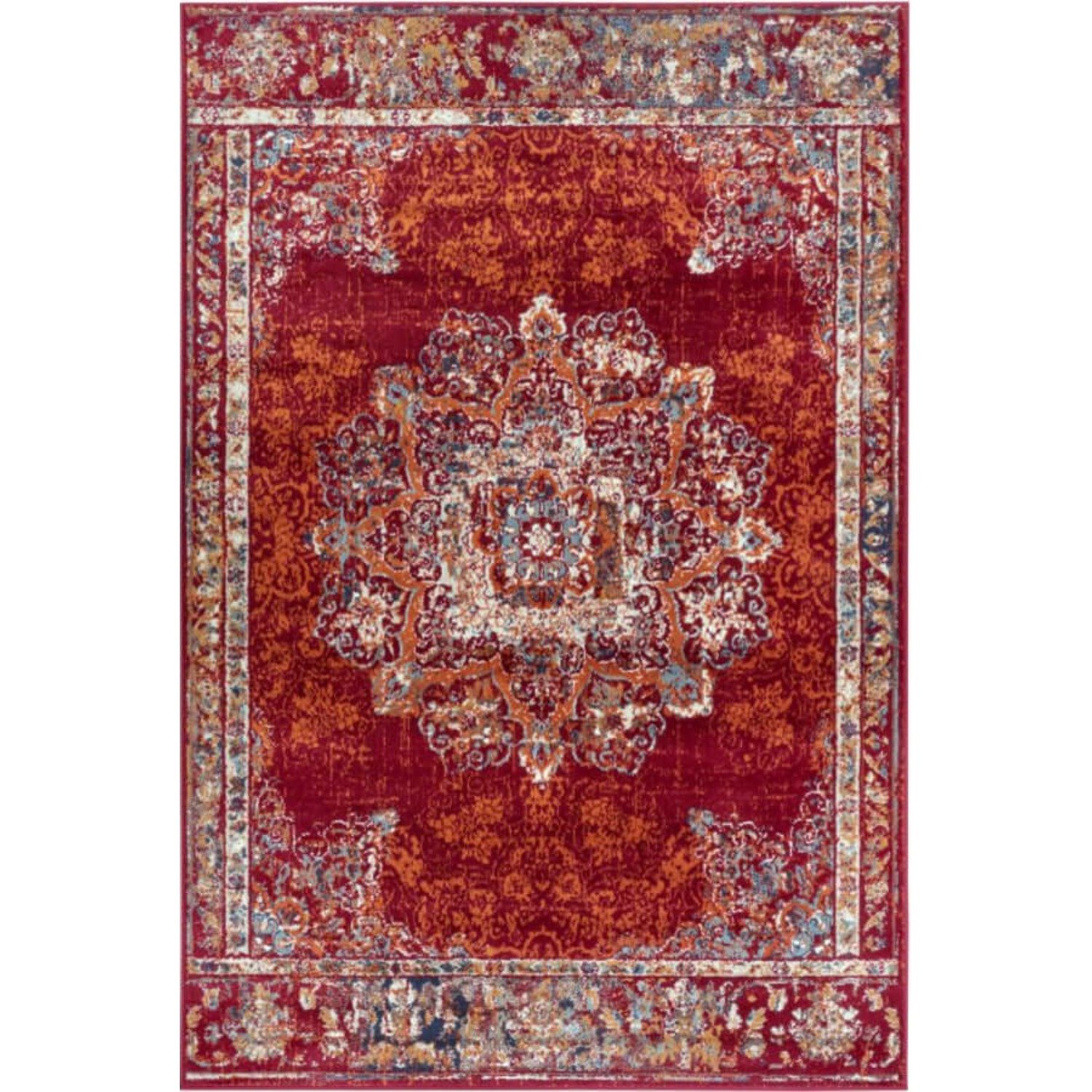 Hanse Home Red Orient Maderno Medallion Vacuum Safe Rug - 57 x 90cm