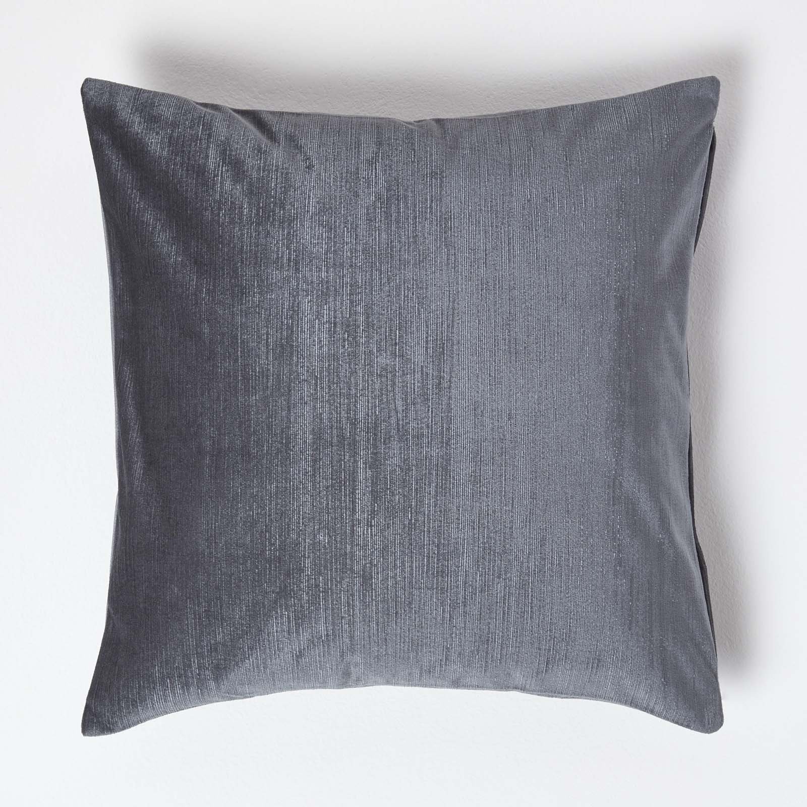 Homescapes Grey Velvet Cushion Cover - 45 x 45 cm