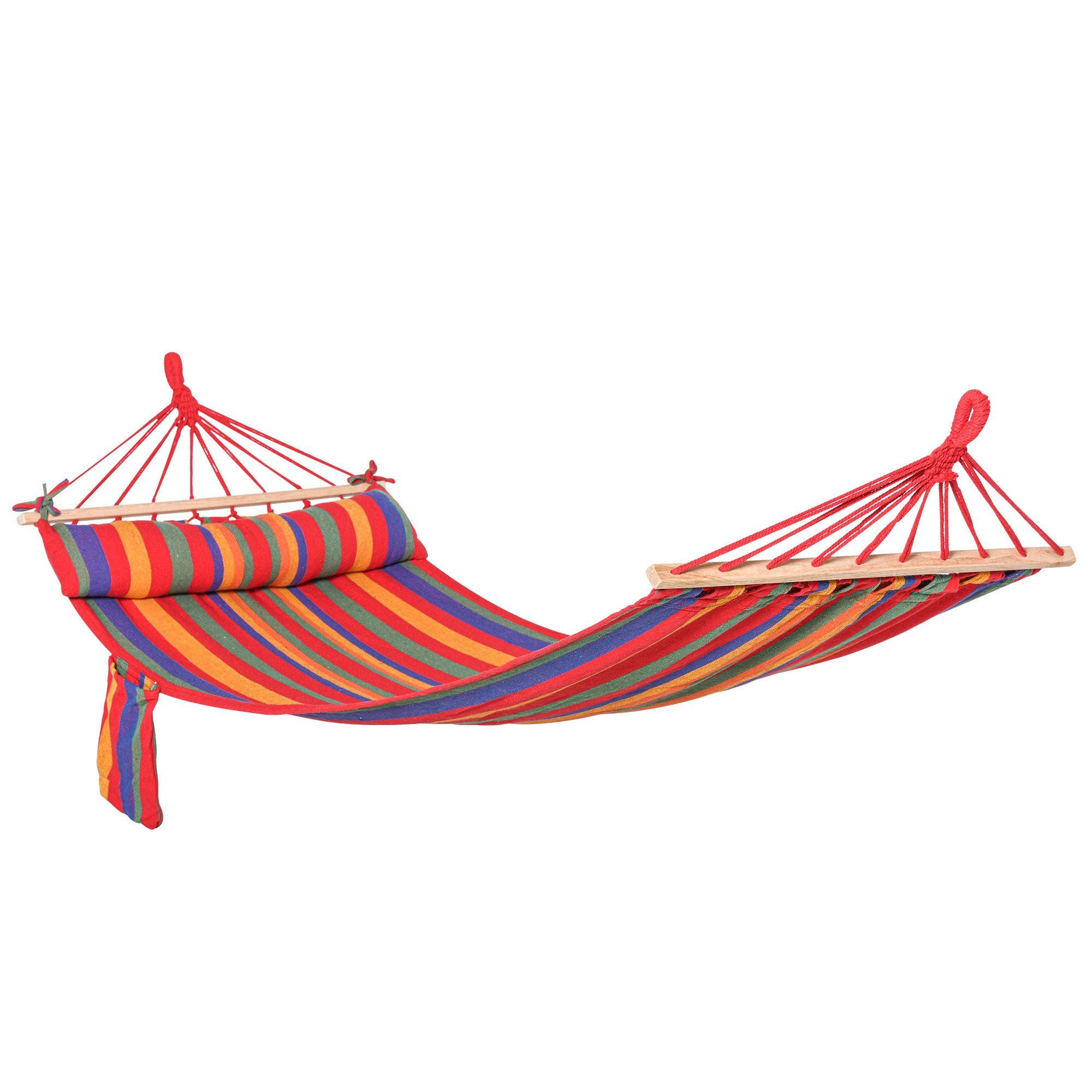 Outsunny Portable Hammock with Headrest - Rainbow Stripes