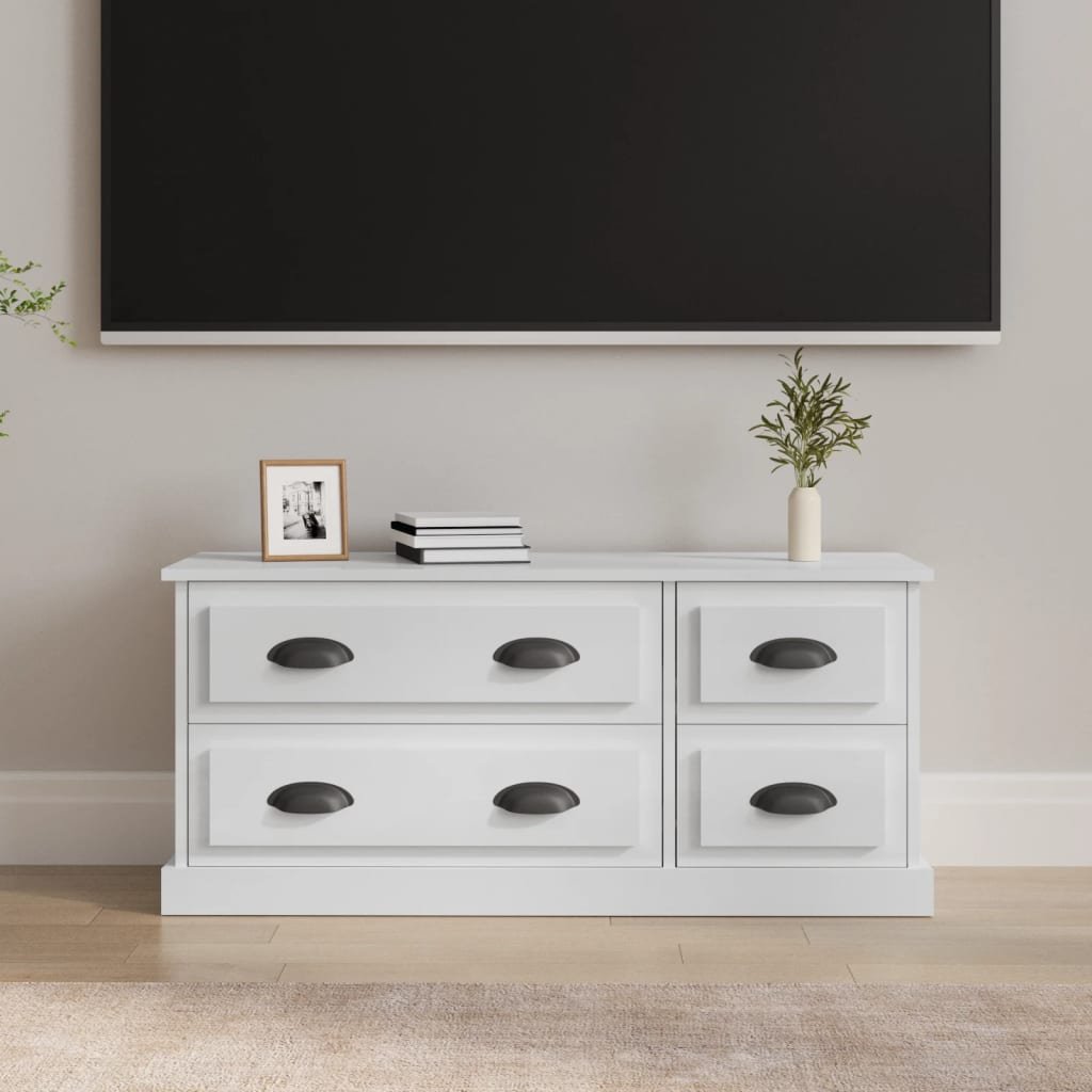 Walplus Engineered Wood High Gloss TV Cabinet - White - 100 x 35.5 x 45 cm