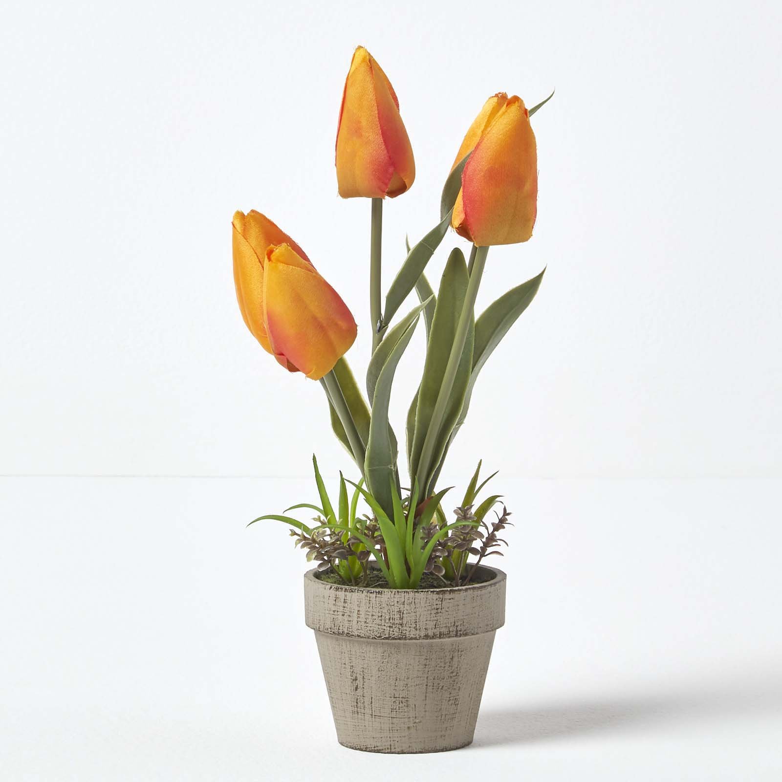 Homescapes Polyester Artificial Tulip Plant - Orange