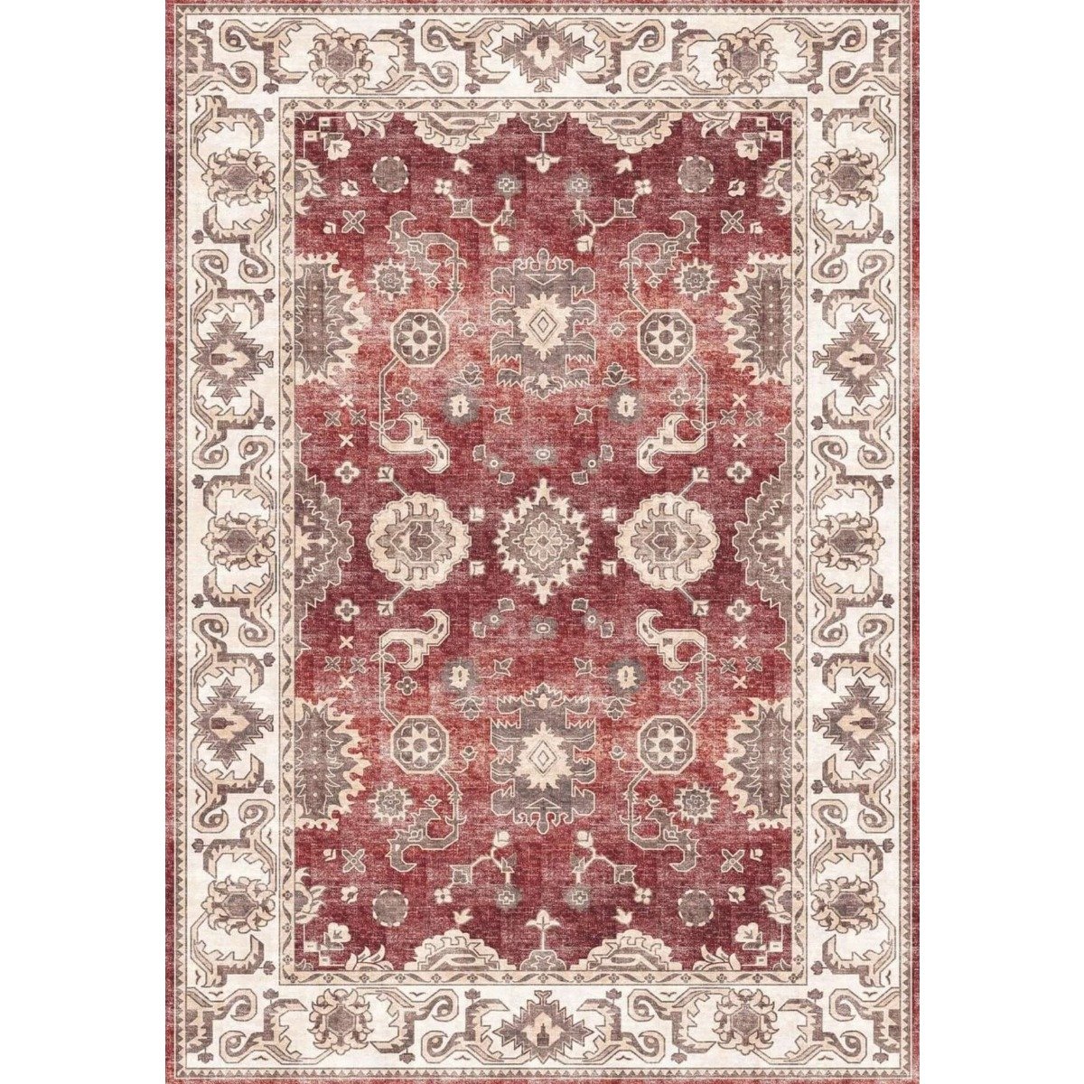 The Rugs Red Jasru Vintage Washable Nonslip Rug - 160 x 230cm