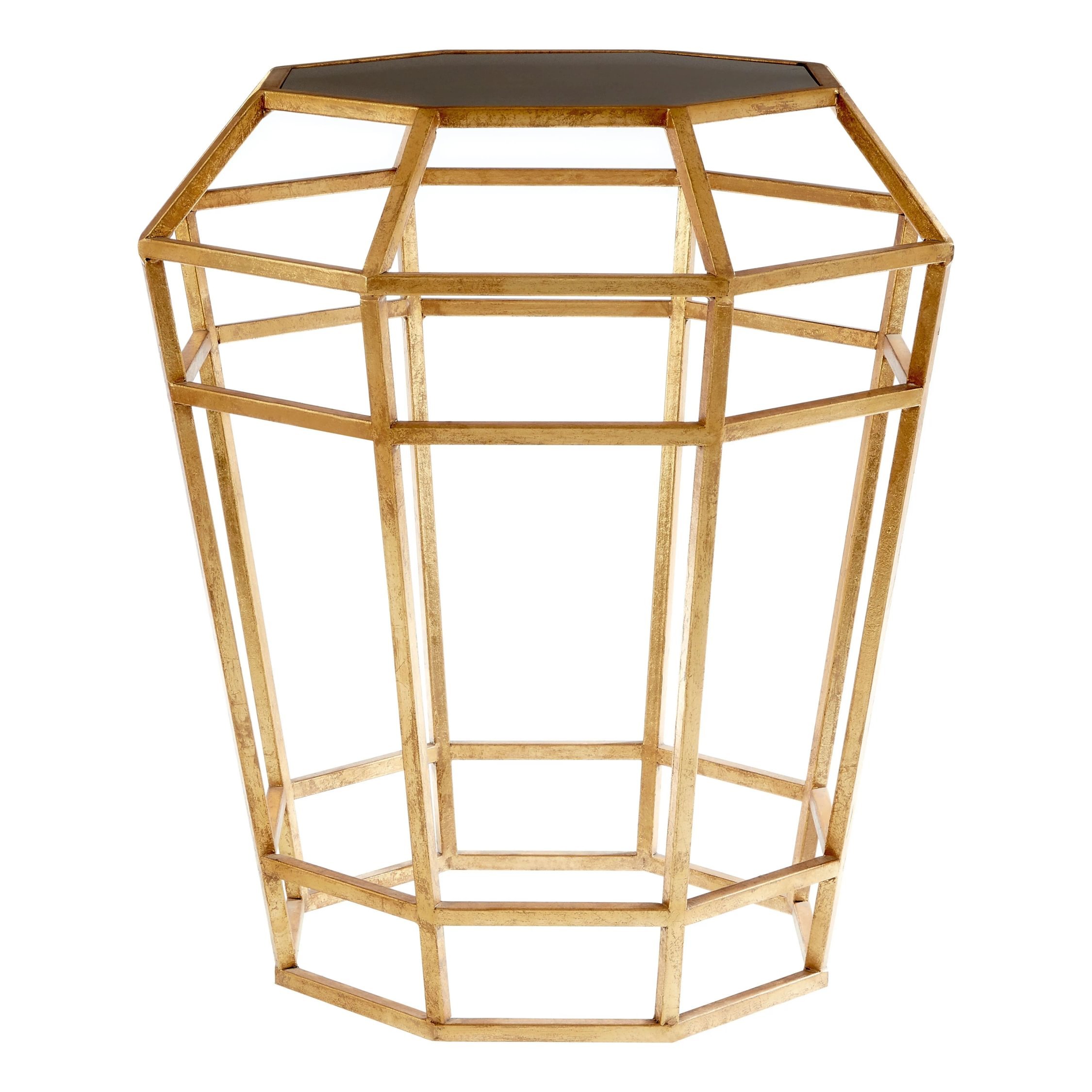 Orsina Zariah Mirror Side Table – Black and Gold
