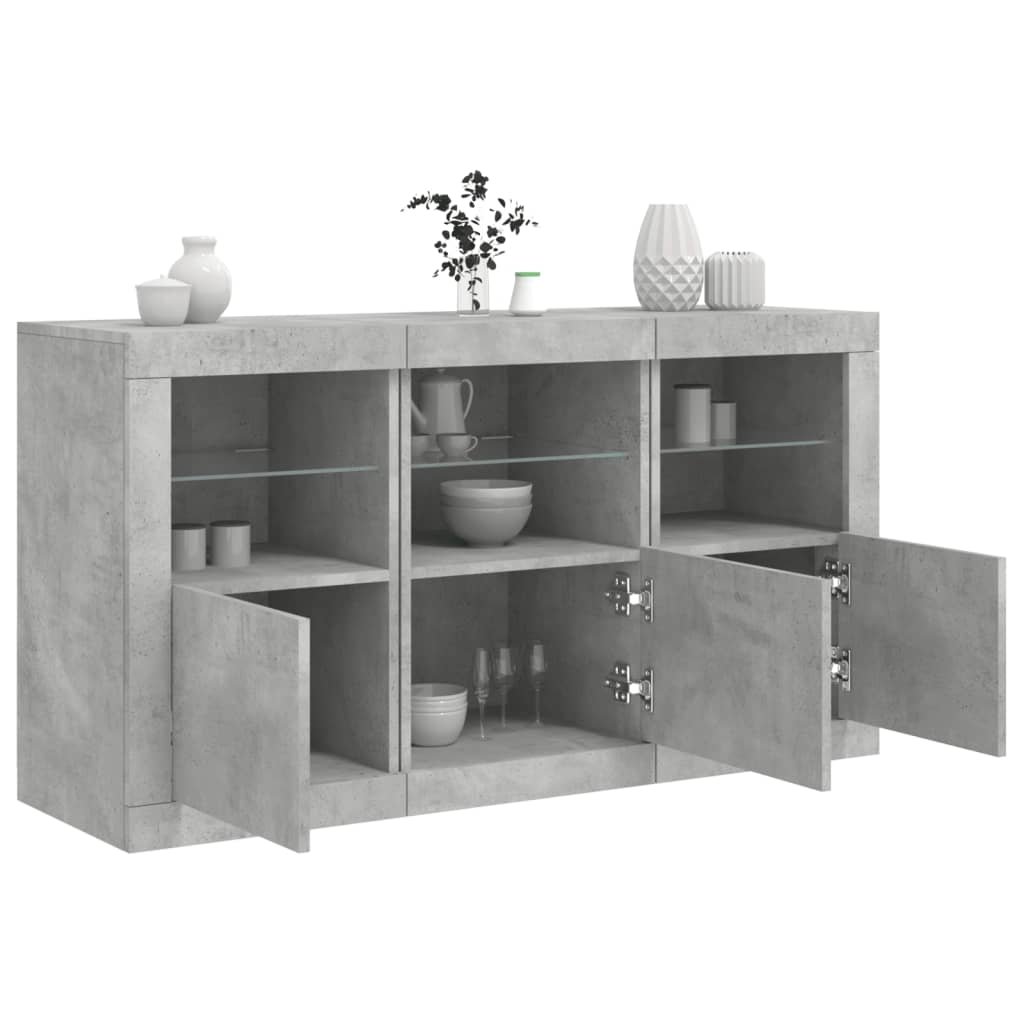 Walplus LED Sideboard - Concrete Grey - 123 x 37 x 67 cm