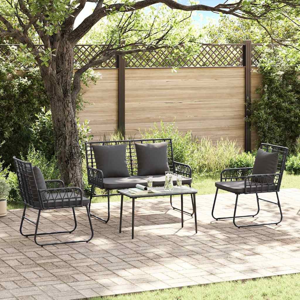 Walplus 3 Piece Garden Dining Set - Black and Anthracite - 113 x 69 x 83 cm
