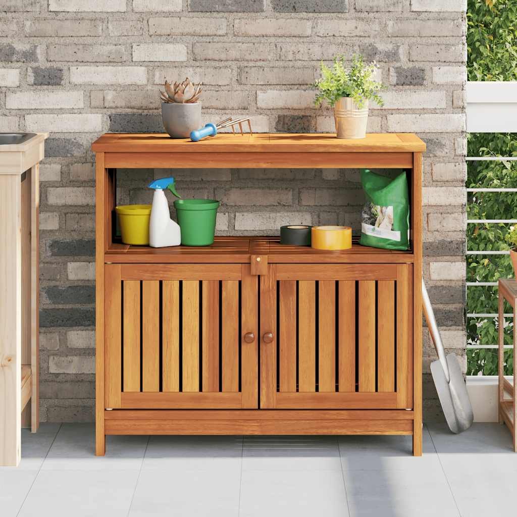 Walplus Solid Acacia Wood Garden Console Table - Brown - 80 x 35 x 75 cm