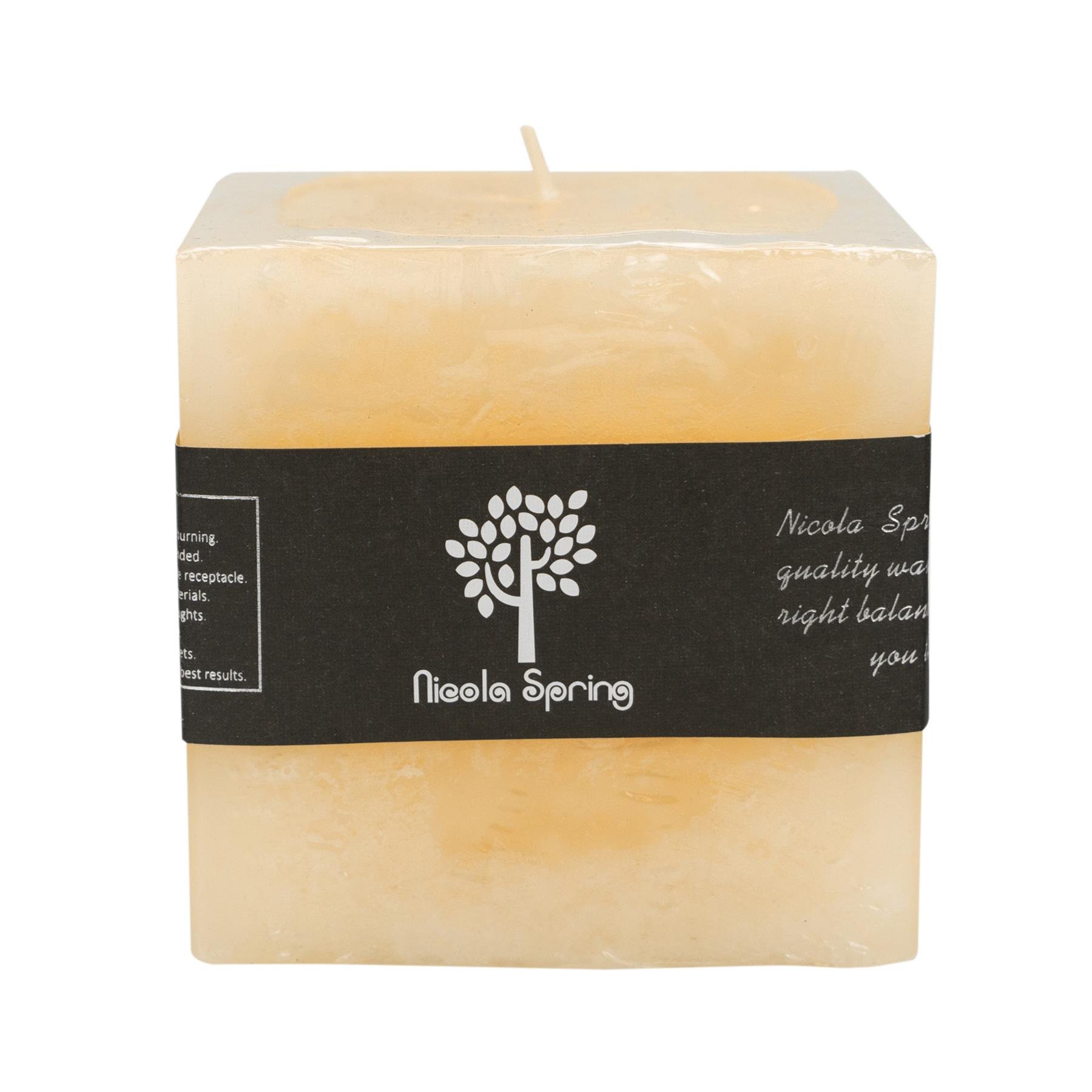 Nicola Spring 130ml Square Vanilla Pillar Candle - Cream
