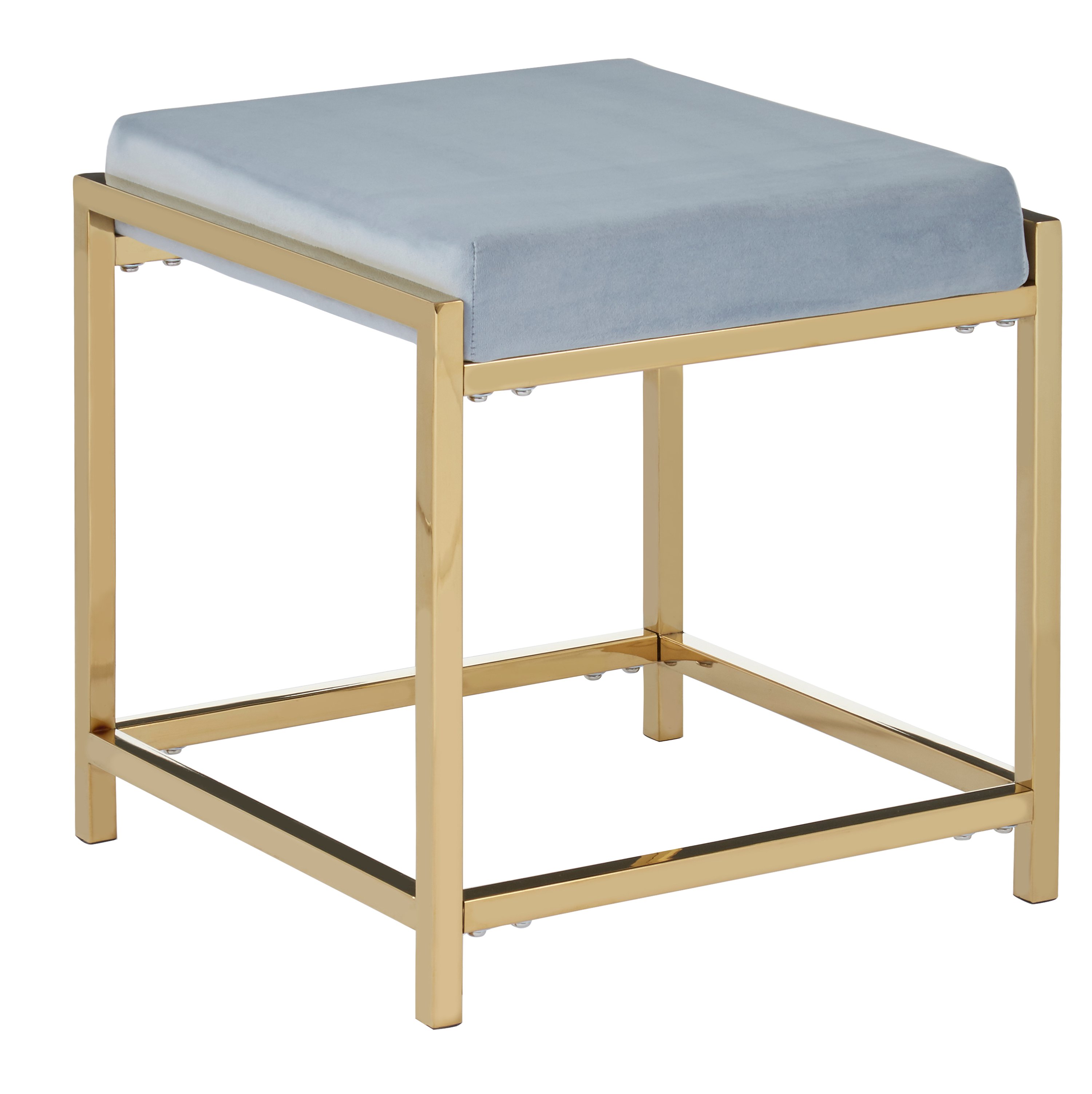 Orsina Allure Velvet Stool – Powder Blue & Gold