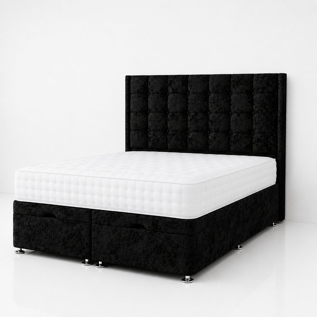 Comfy Deluxe Kai 6ft Super king  Ottoman End Lift  Bed Set - Crush Black