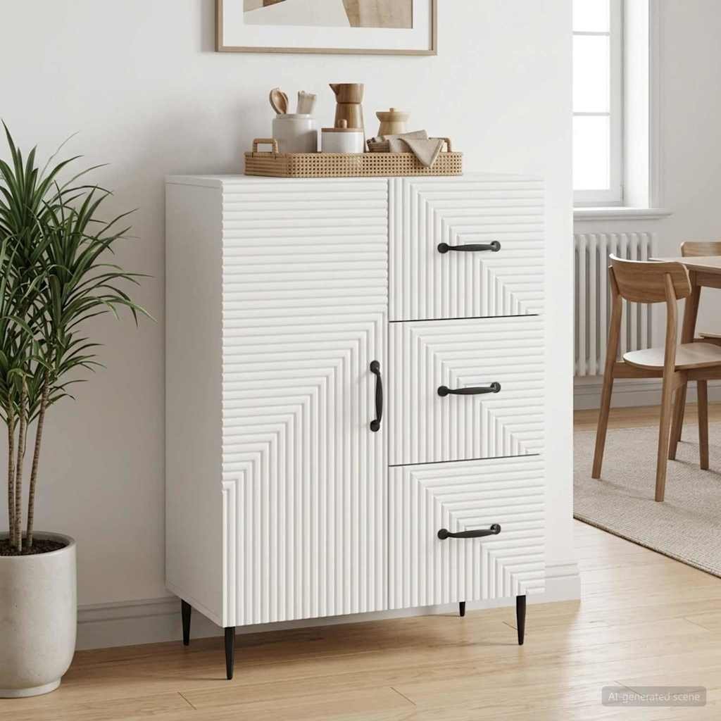 Walplus 3 Drawer Rectangular Sideboard - White - 66 x 34.5 x 89.5 cm