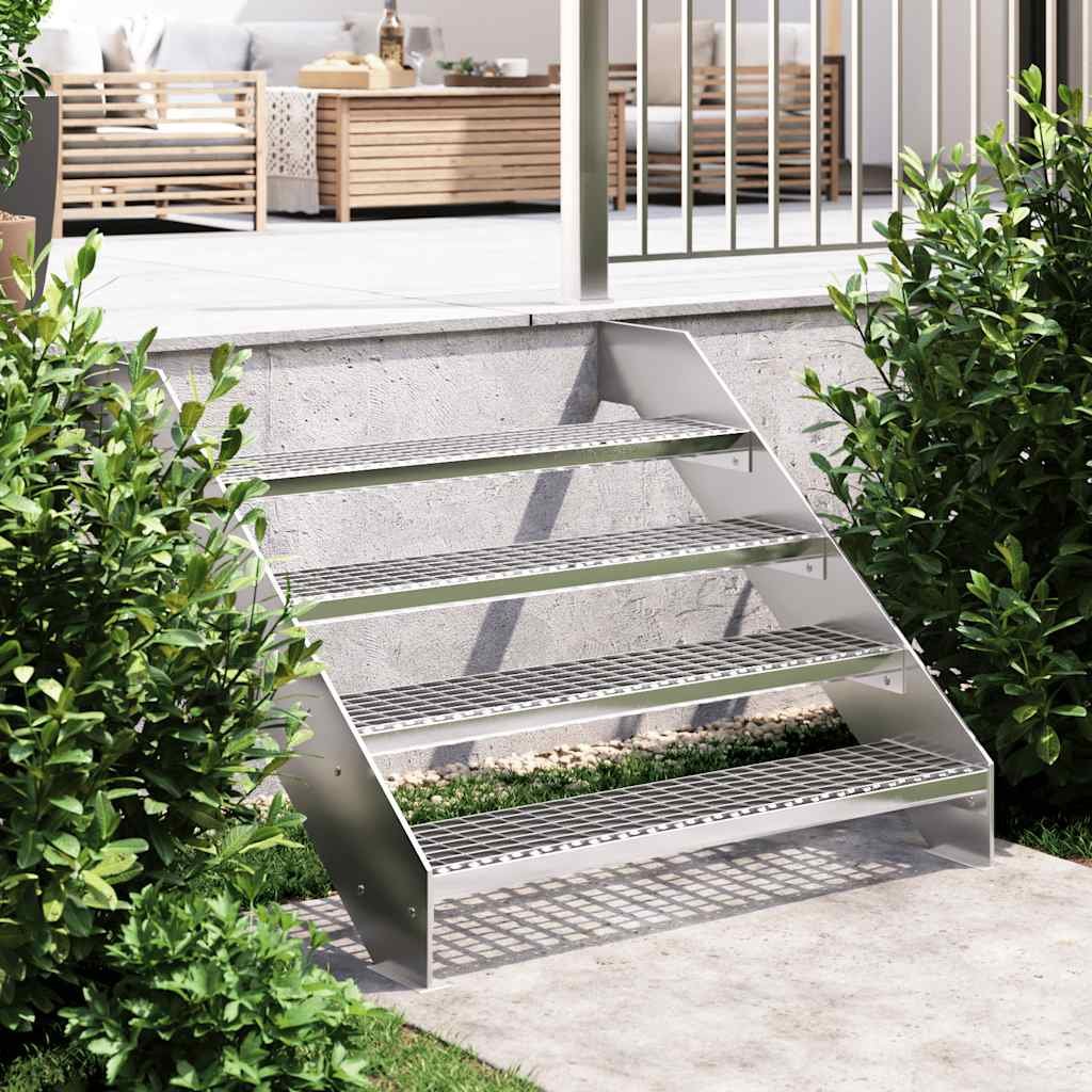 Walplus Galvanised Steel Grate Step - Silver - 100 x 24 cm