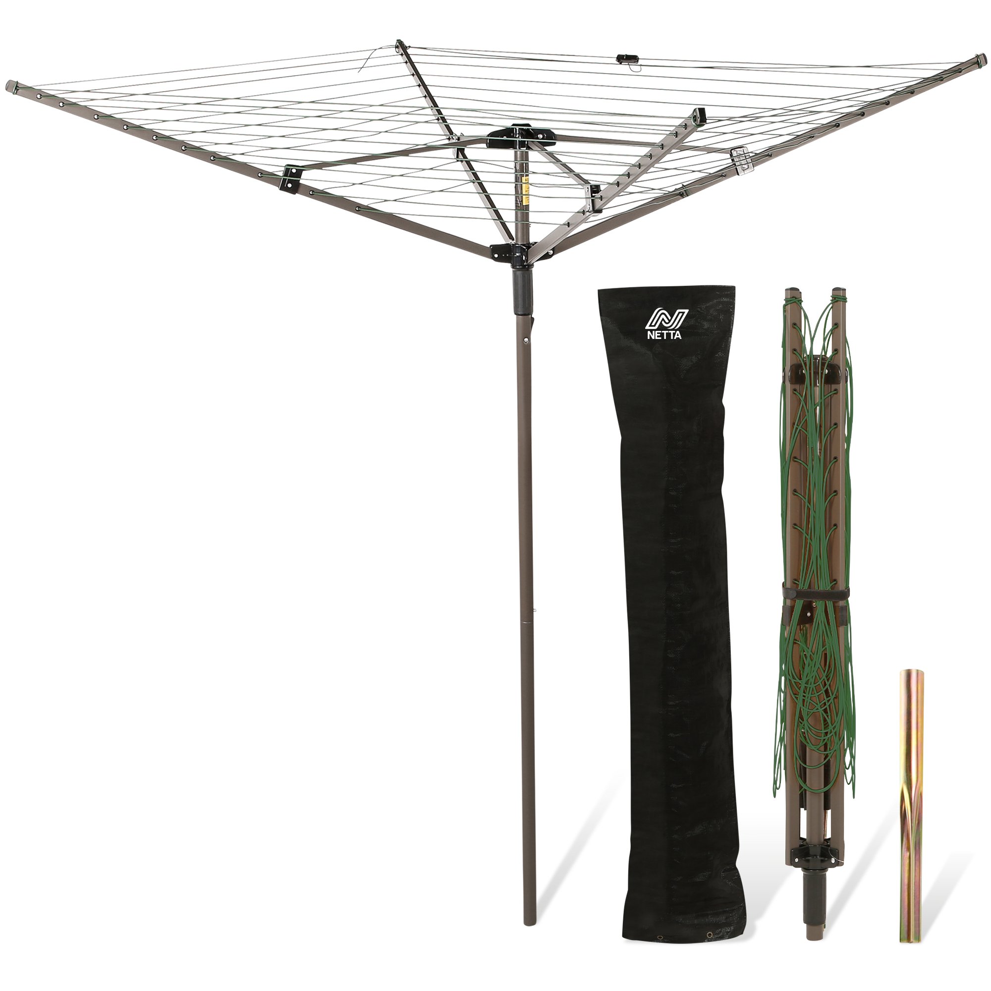 NETTA 45m Rotary Washing Line Outdoor Airer - Green