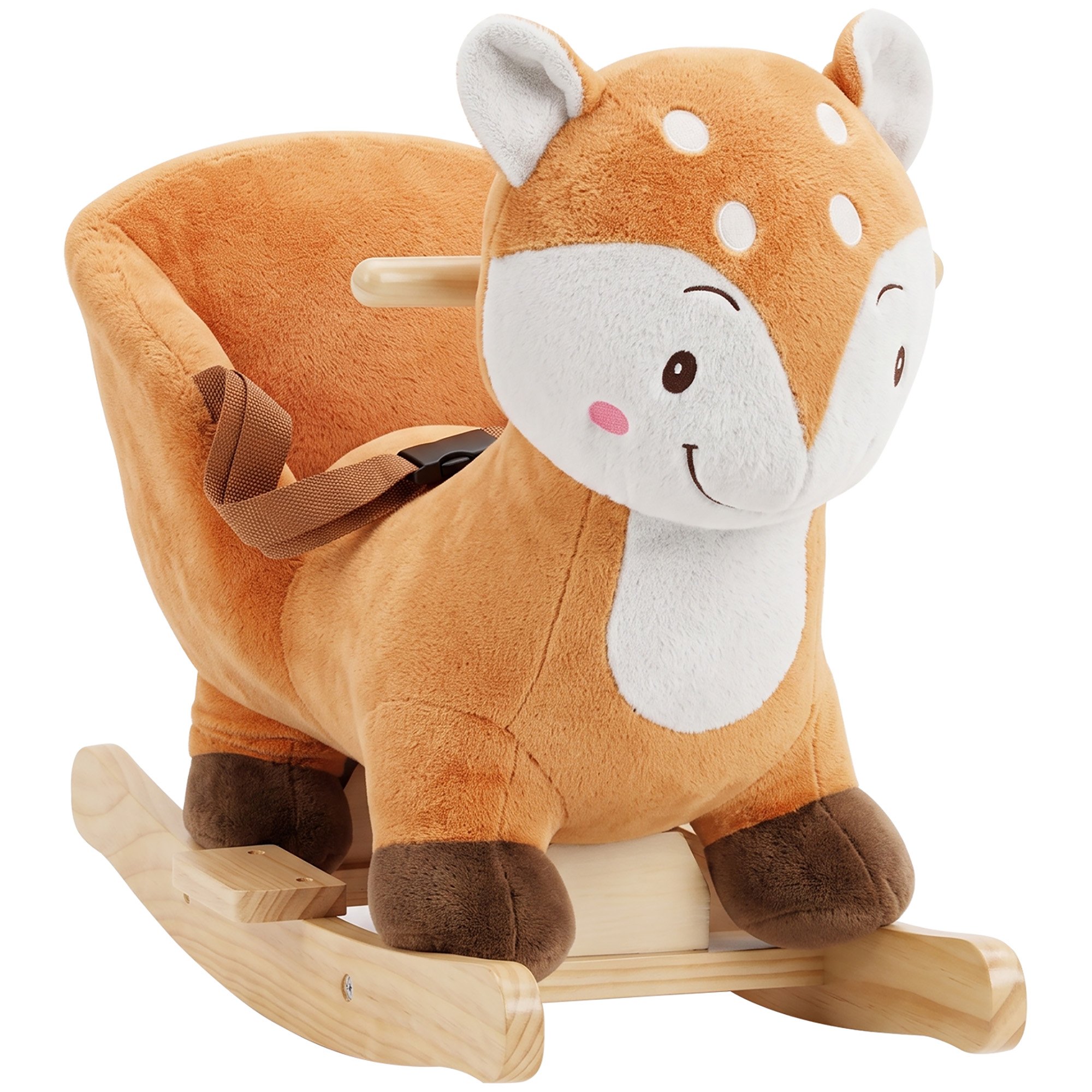 AIYAPLAY 1-3 Years Plush Animal Sounds Rocking Horse – Red Brown