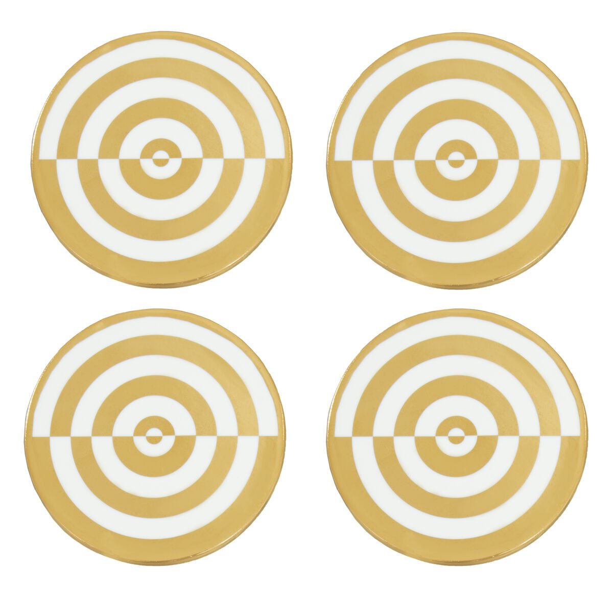 Orsina Set Of 4 Curva Stoneware Coasters - White and Gold