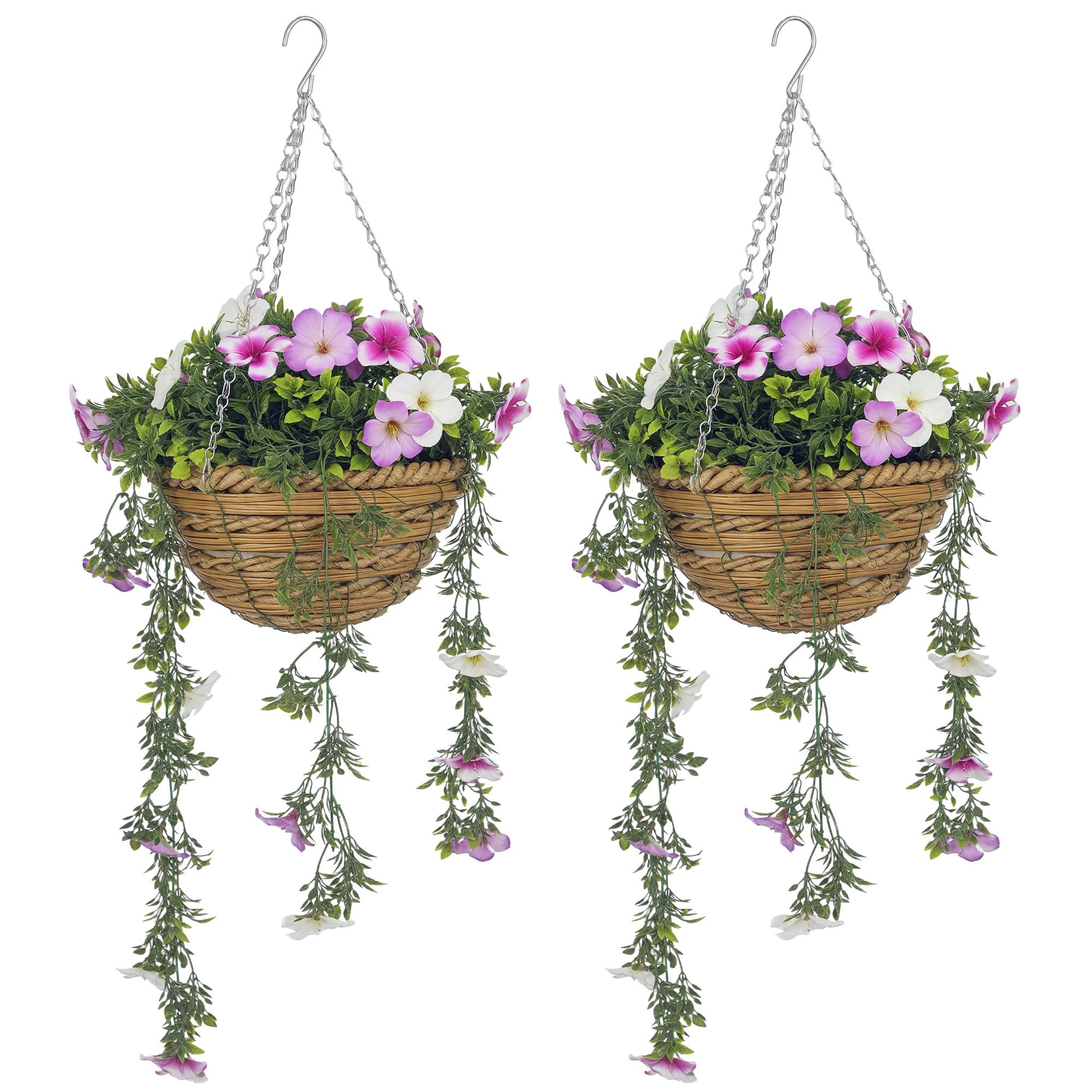 HOMCOM Set of 2 Azalea Basket Artificial Plant
