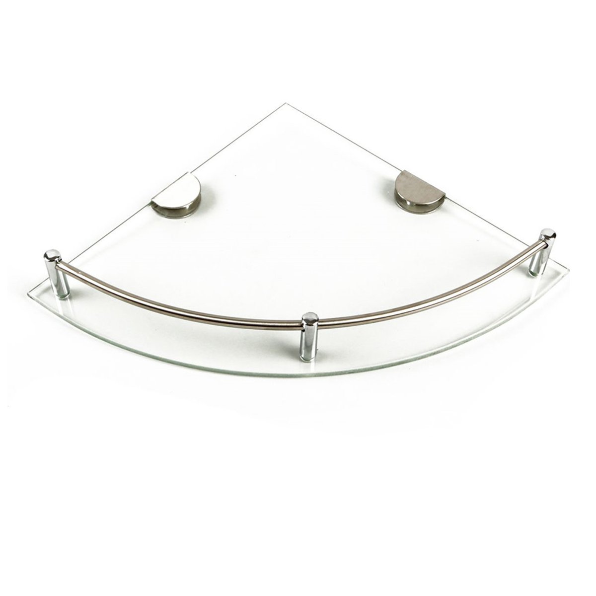 Living and Home 1 Tier Wall Mounted Glass Corner Shower Caddy - 25cm