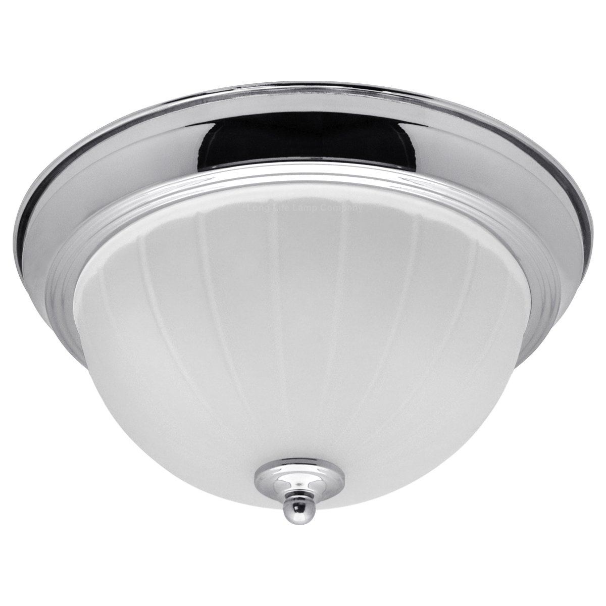 Energy Light Bulbs Textured Frosted Glass Flush Ceiling Light IP44 - Chrome