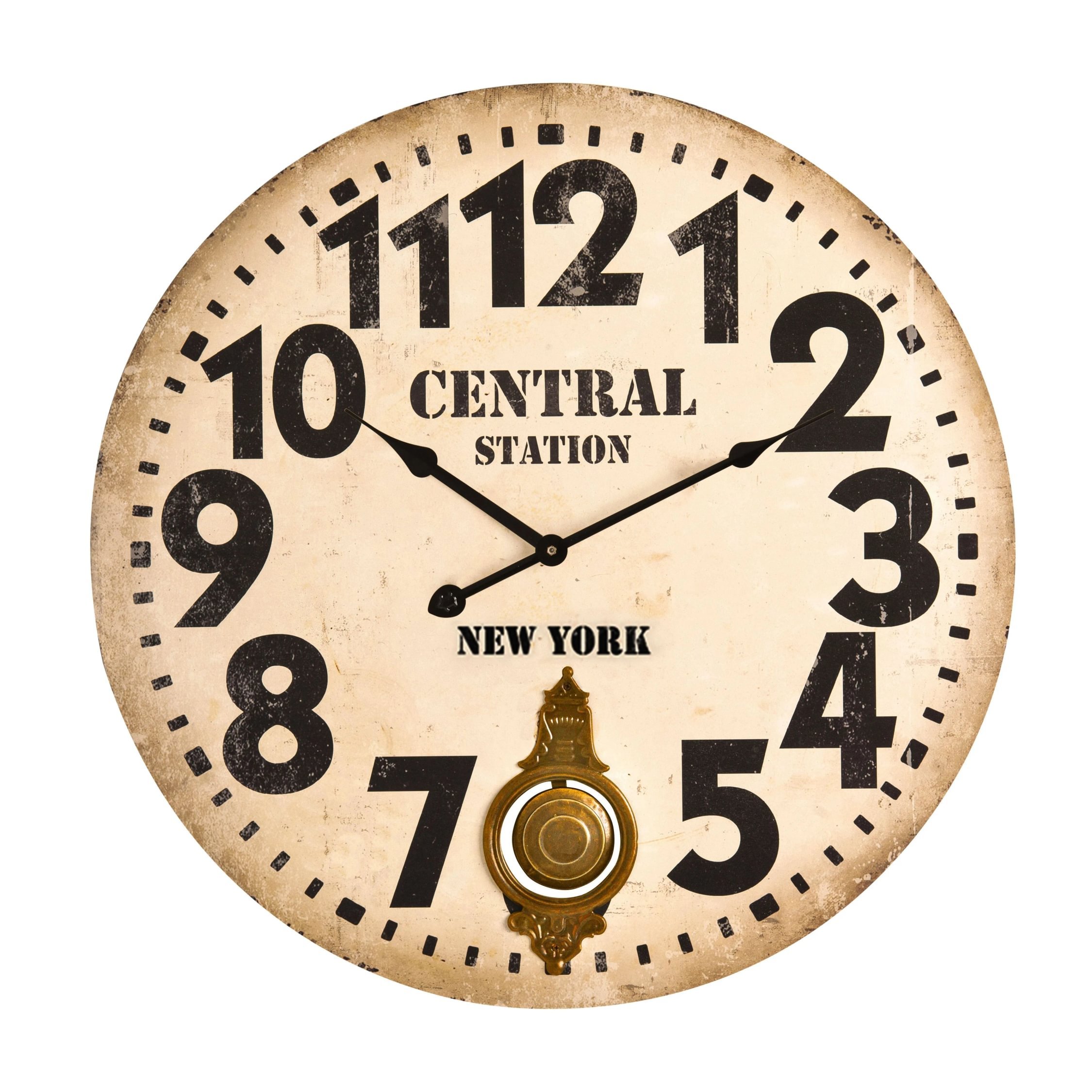 Orsina Crawley 58cm Dia Vintage Style Wall Clock - Black and Brown