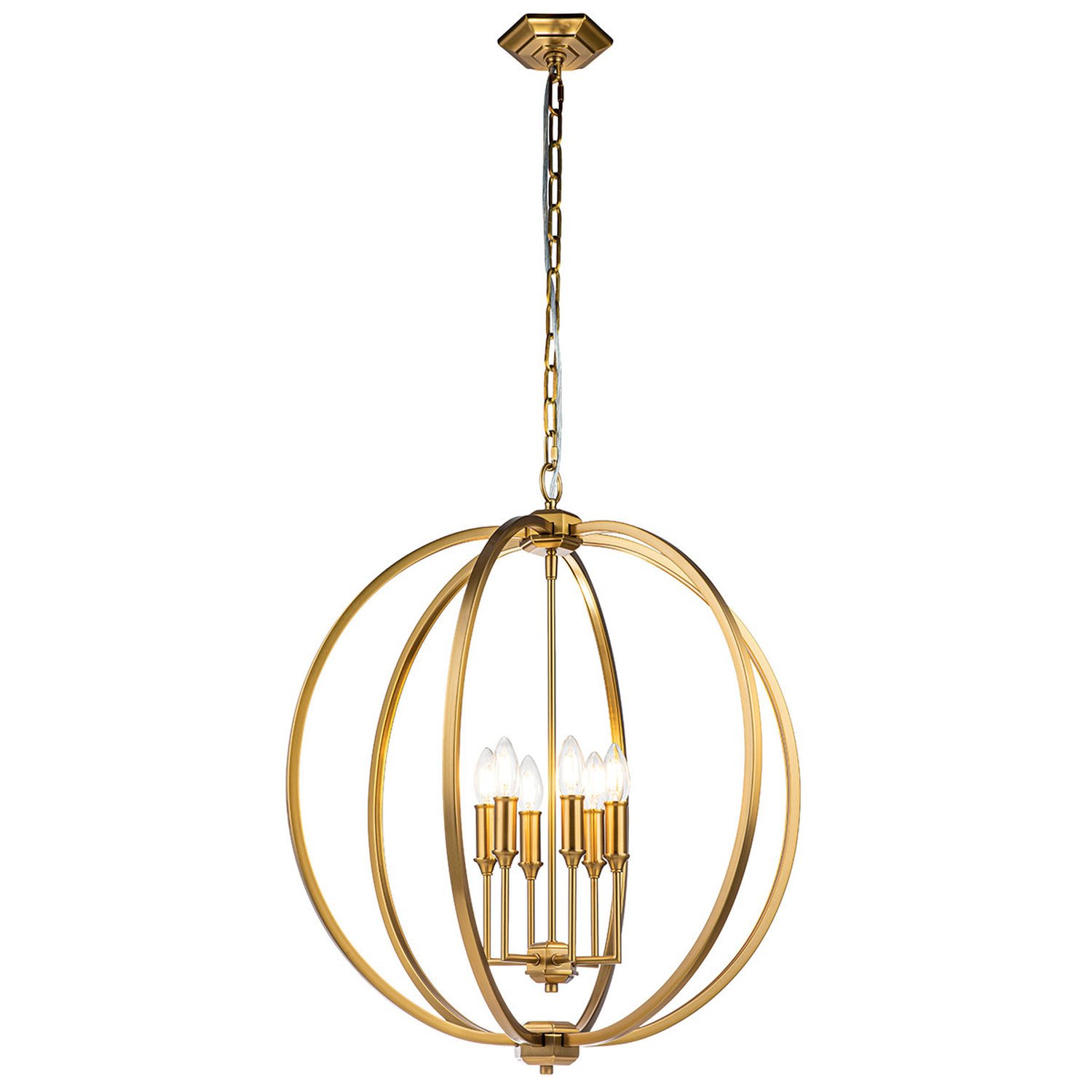 Elstead Feiss 6 Arm Pendant Light - Burnished Brass