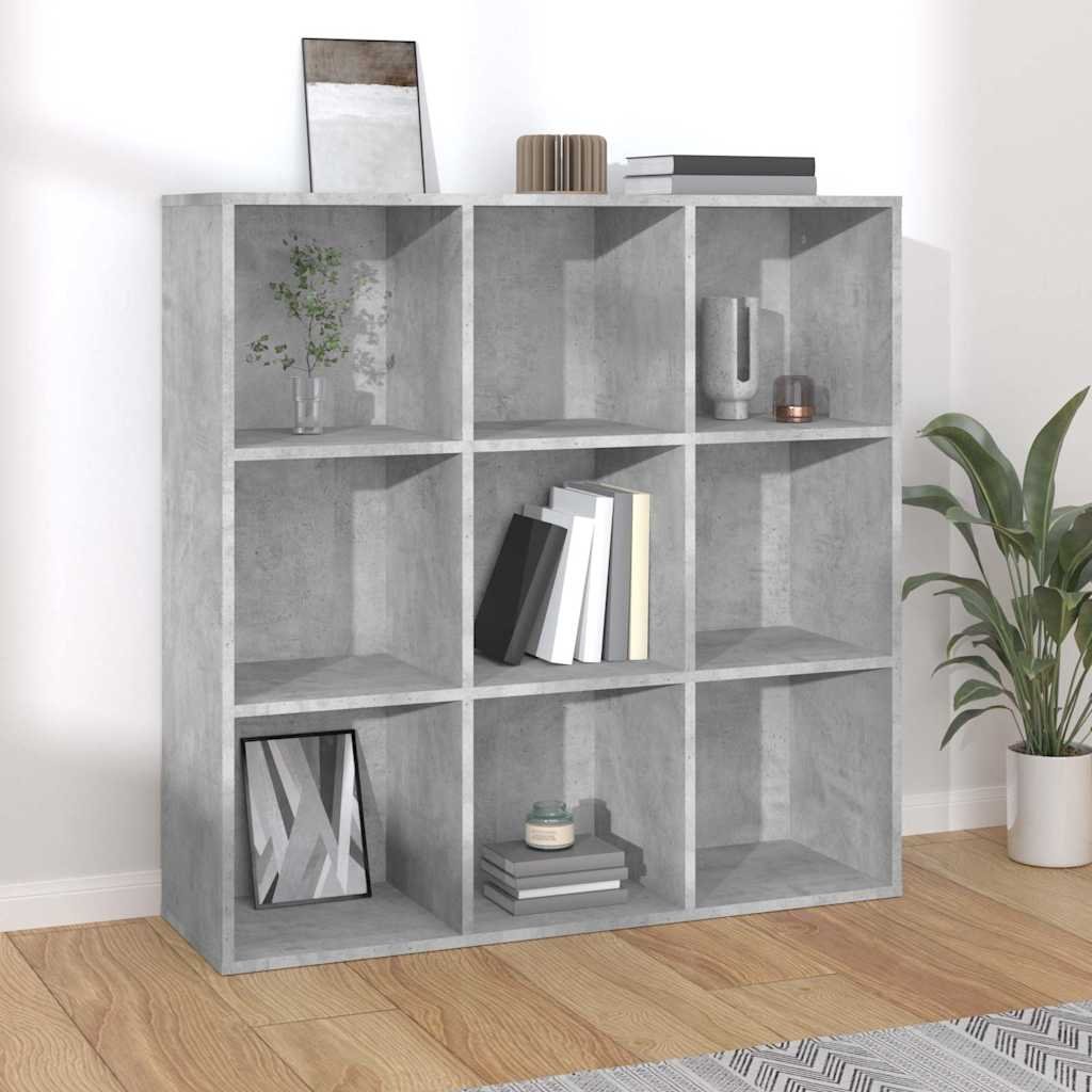 Walplus 9 Compartment Book Cabinet - Stone Grey - 98 x 29 x 97.5 cm