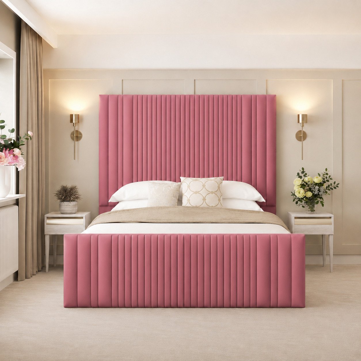 Bed Choices Aspire Kingsize Ottoman Bed Frame 70" Headboard - Pink