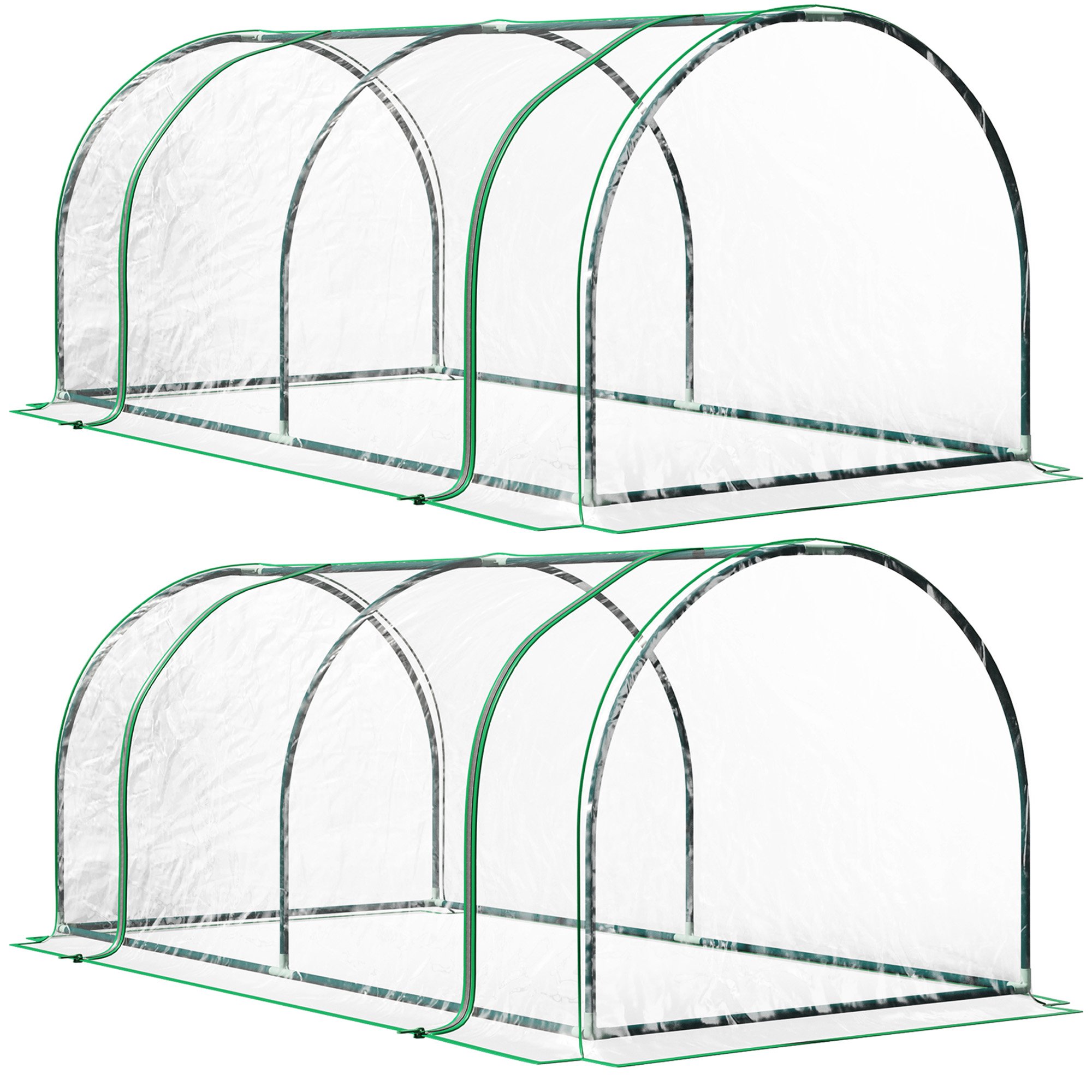 Outsunny Set of 2 Steel Frame Tunnel Greenhouse – Green