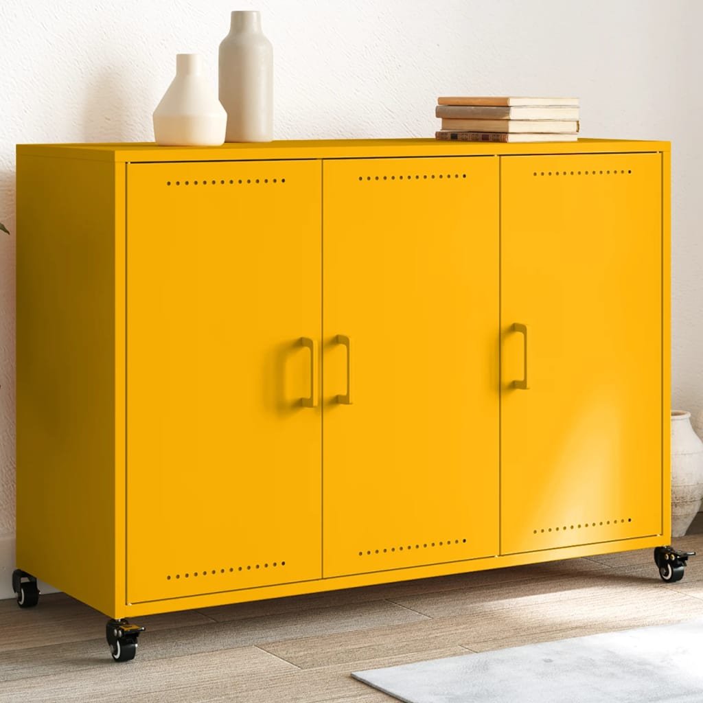Walplus Cold Rolled Steel Sideboard - Mustard Yellow - 100.5 x 39 x 72 cm
