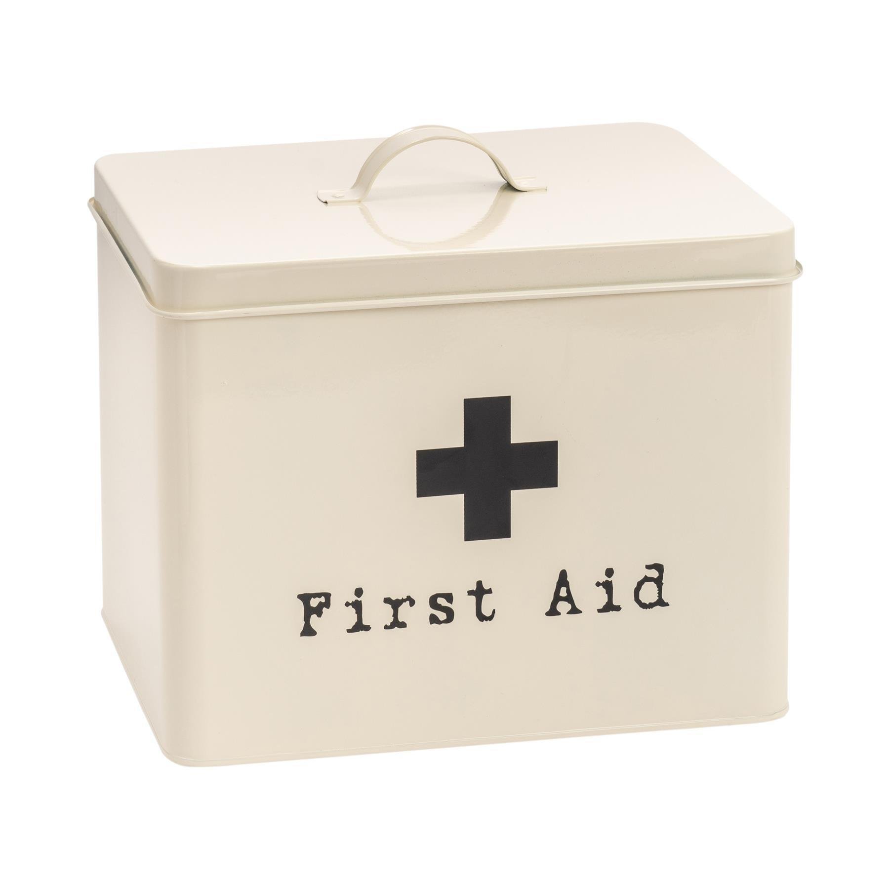 Harbour Housewares Vintage Metal First Aid Box 29cm - Cream