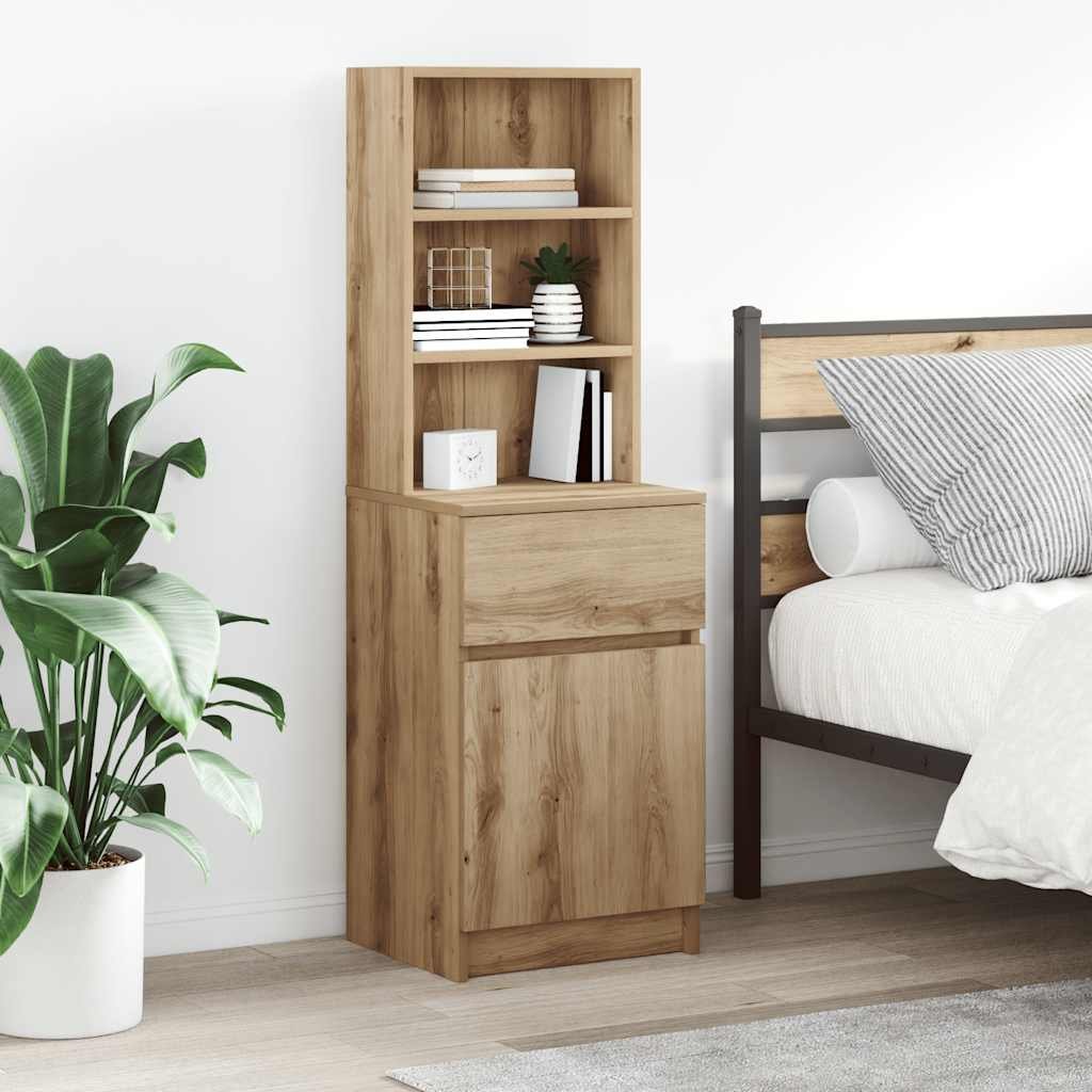 Walplus Engineered Wood Bedside Cabinet - Oak - 39 x 35 x 125 cm