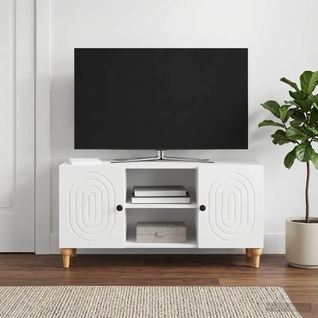 Walplus TV Cabinet Engineered Wood - High Gloss White - 102 x 34.5 x 50 cm
