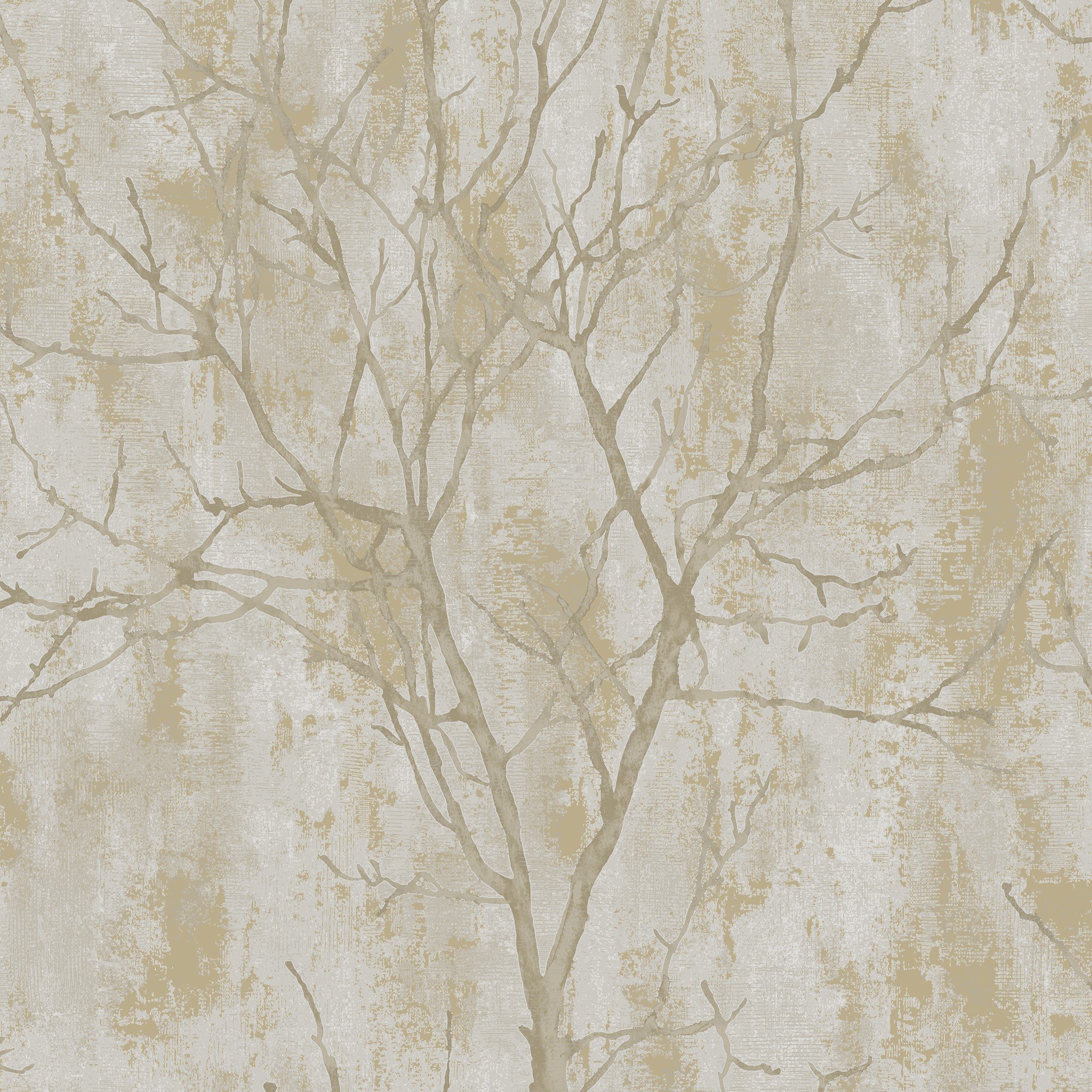 Grandeco Venetian Tree Textured Distressed Concrete Stone Wallpaper - Taupe
