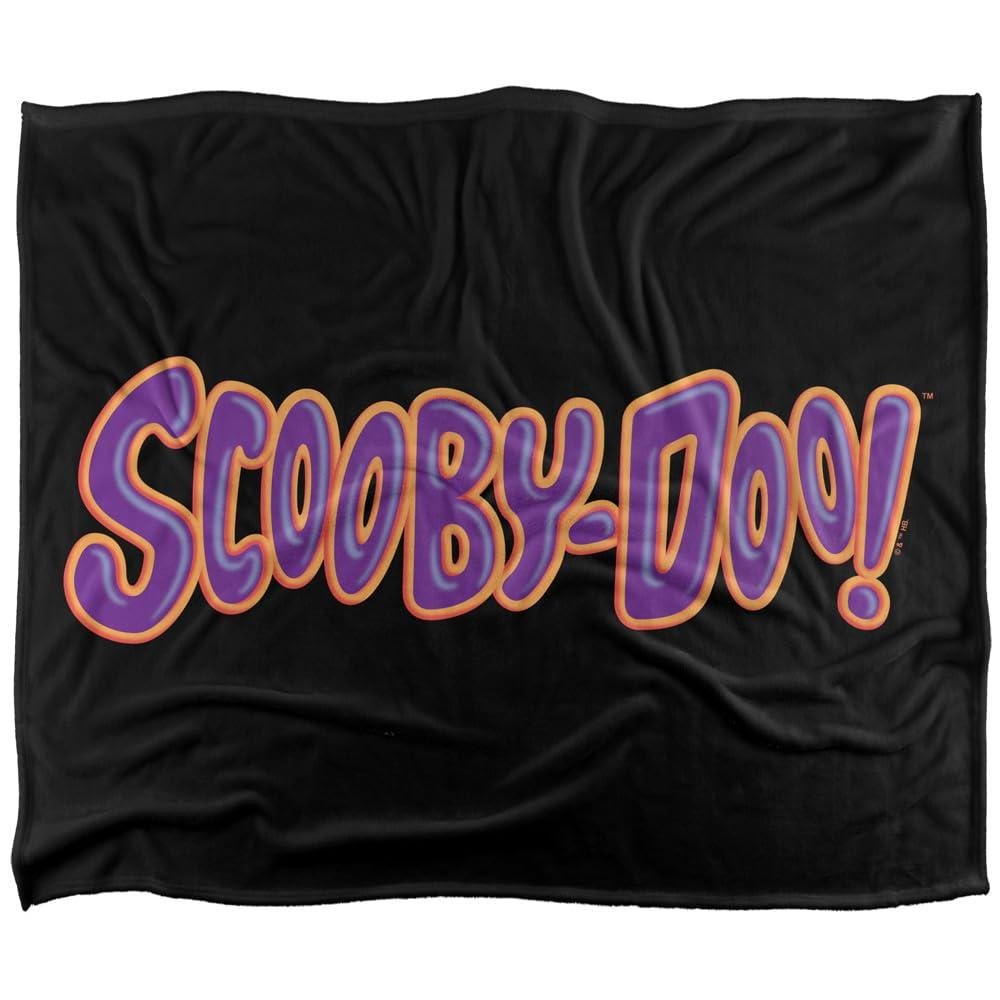 Scooby Doo Logo Supersoft Black & Pink Blanket - 147cm x 91cm