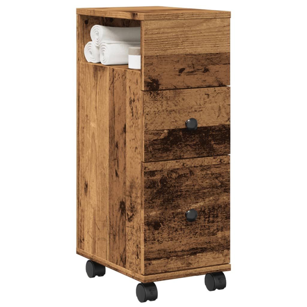 Walplus Engineered Wood Lockable Bathroom Cabinet - Dark Wood - 23 x 33 x 65 cm