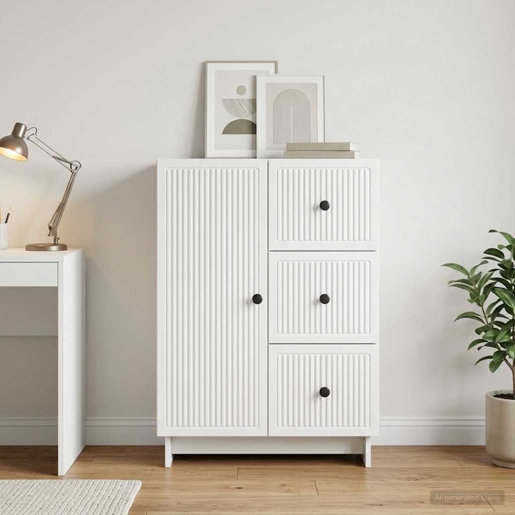 Walplus 3 Drawer Rectangular Sideboard - White - 66 x 34.5 x 90 cm