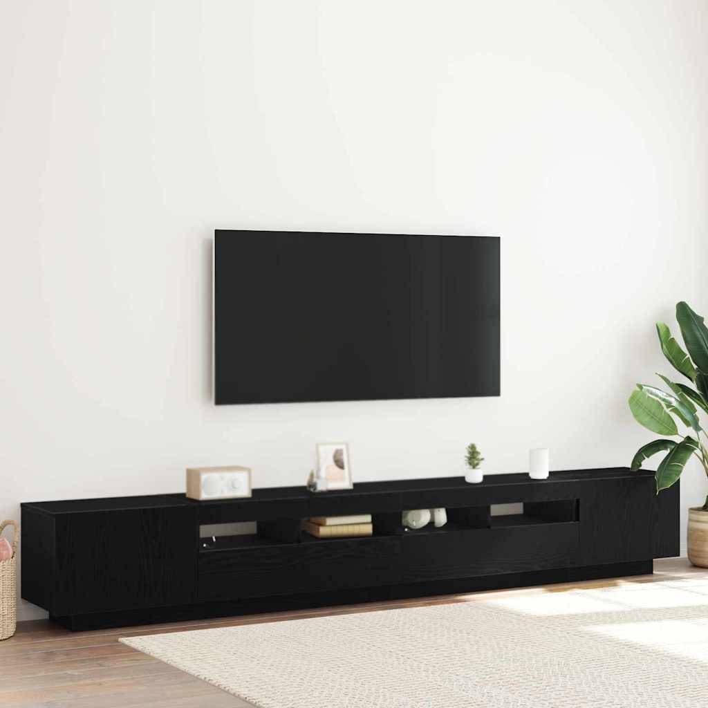 Walplus 3 Piece Engineered Wood 2 Doors TV Cabinet - Black - 260 x 35 x 40 cm