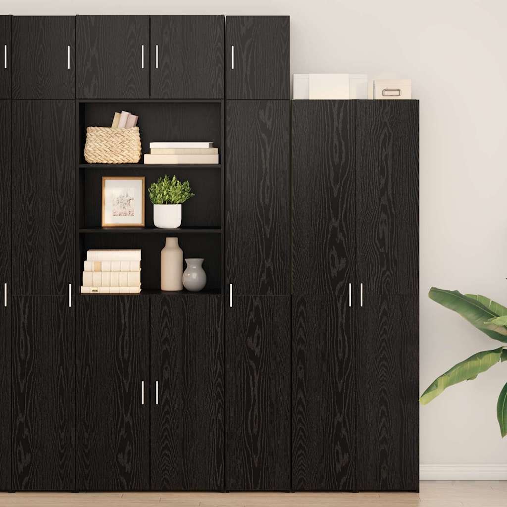 Walplus Engineered Wood Storage Cabinet - Black Ash - 30 x 42.5 x 225 cm